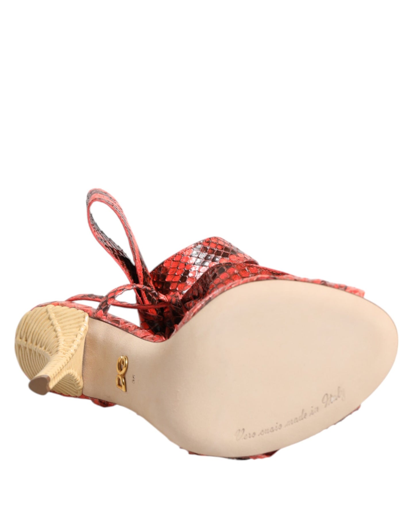 Sandales à talons en cuir python corail Dolce & Gabbana