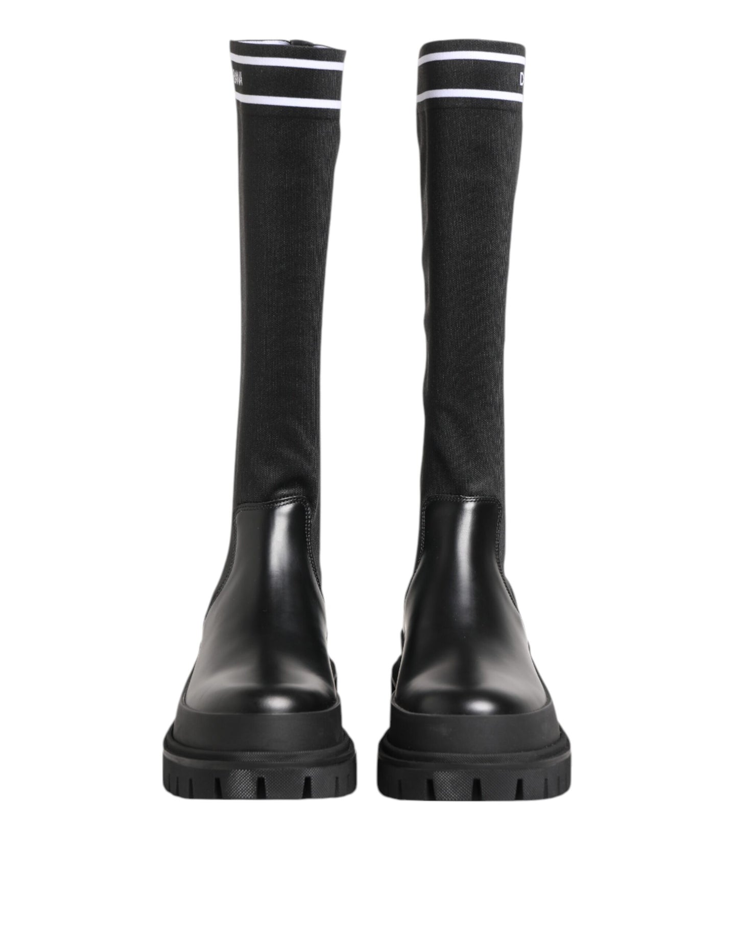 Chaussures à bottes hautes Dolce & Gabbana en polyester noir et blanc
