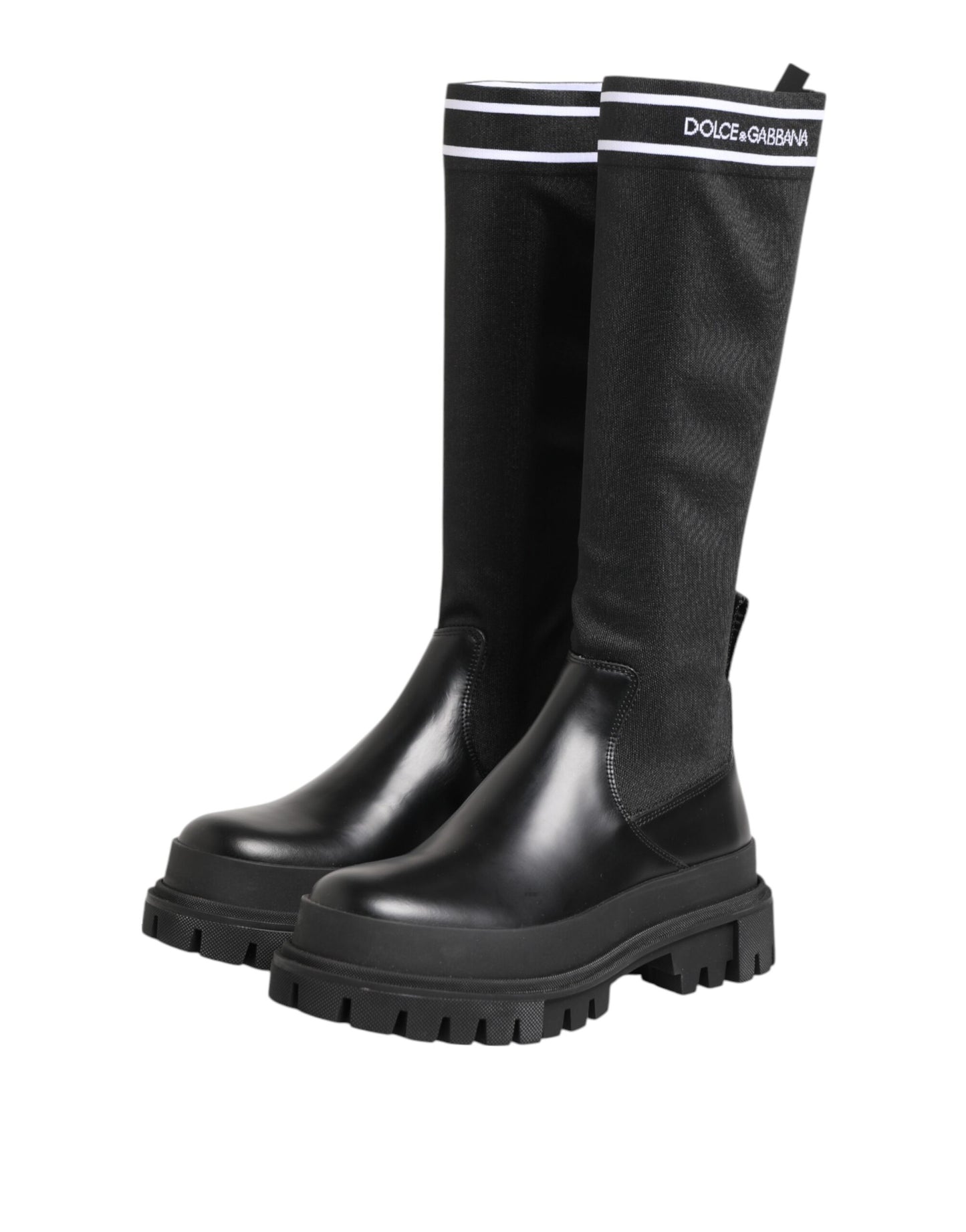 Chaussures à bottes hautes Dolce & Gabbana en polyester noir et blanc