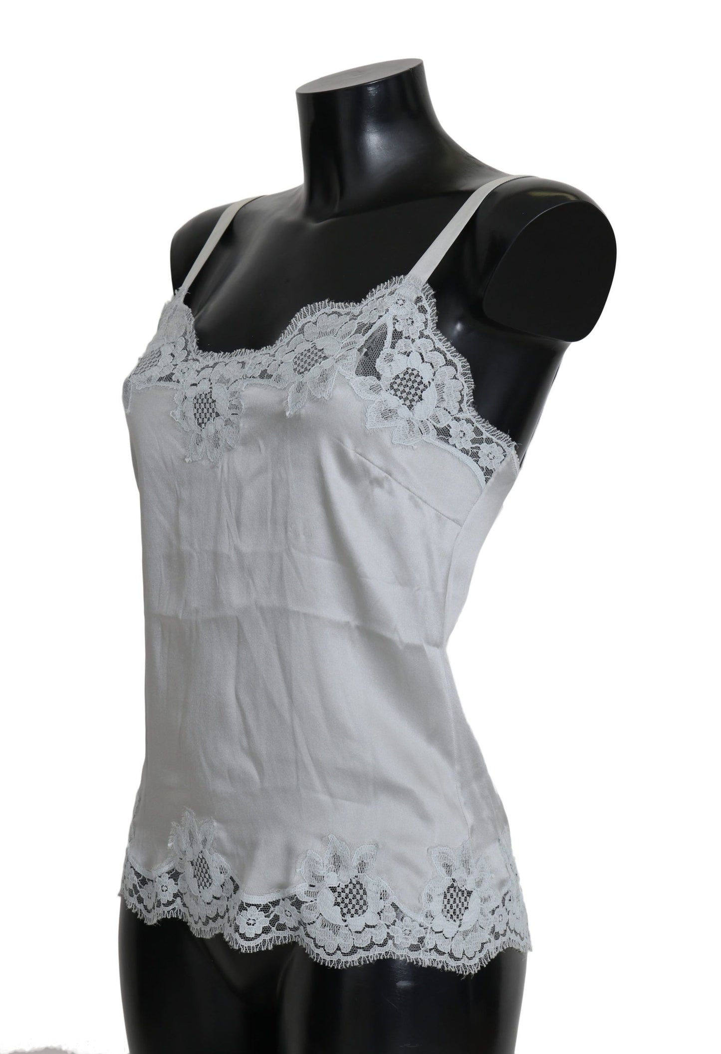 Robe en dentelle de soie verte Dolce & Gabbana Lingerie Chemisole