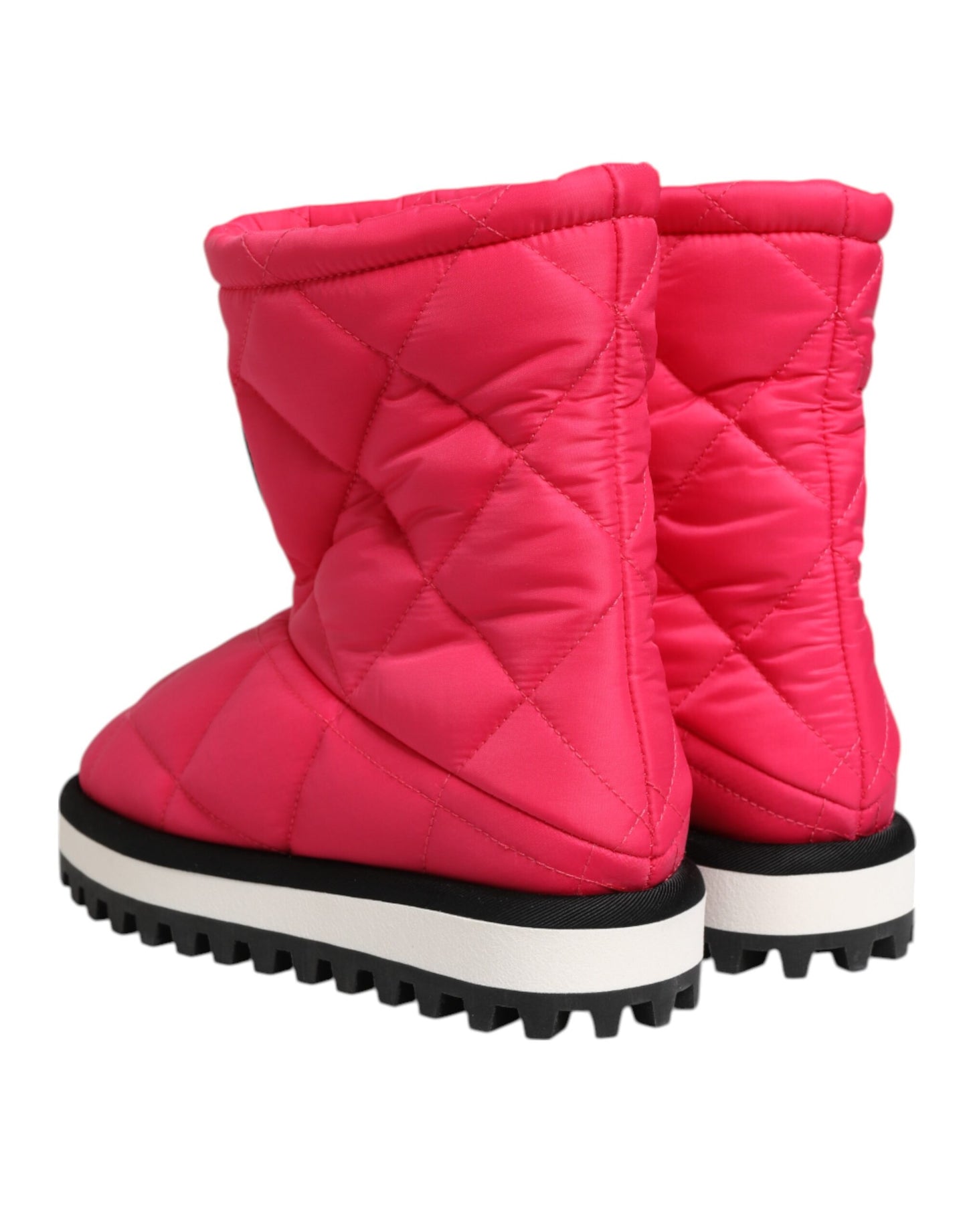 Bottes mi-mollet rembourrées en viscose rose et blanche Dolce & Gabbana