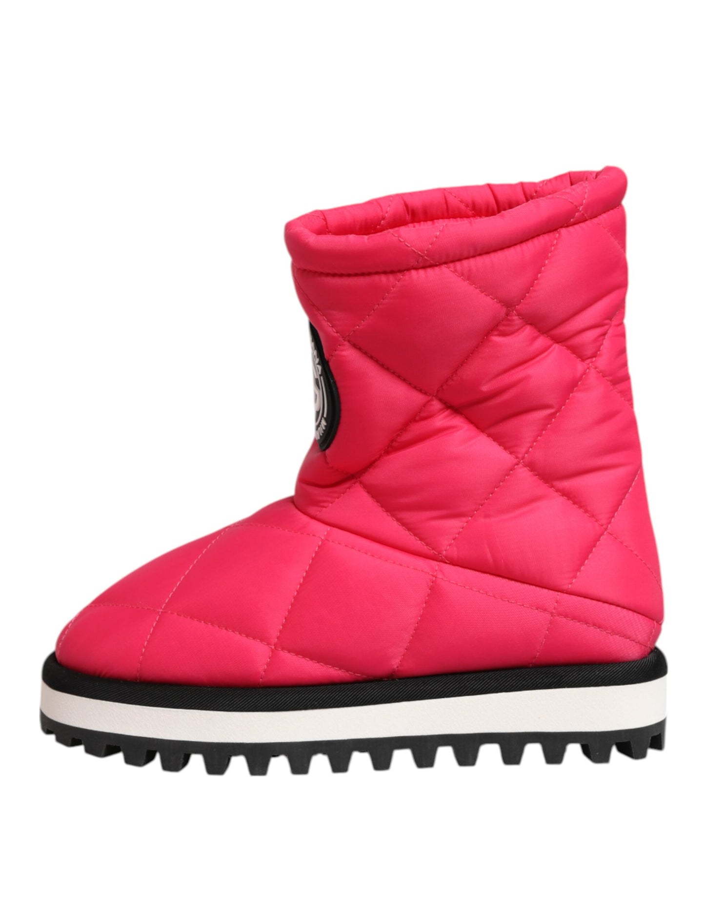 Bottes mi-mollet rembourrées en viscose rose et blanche Dolce & Gabbana