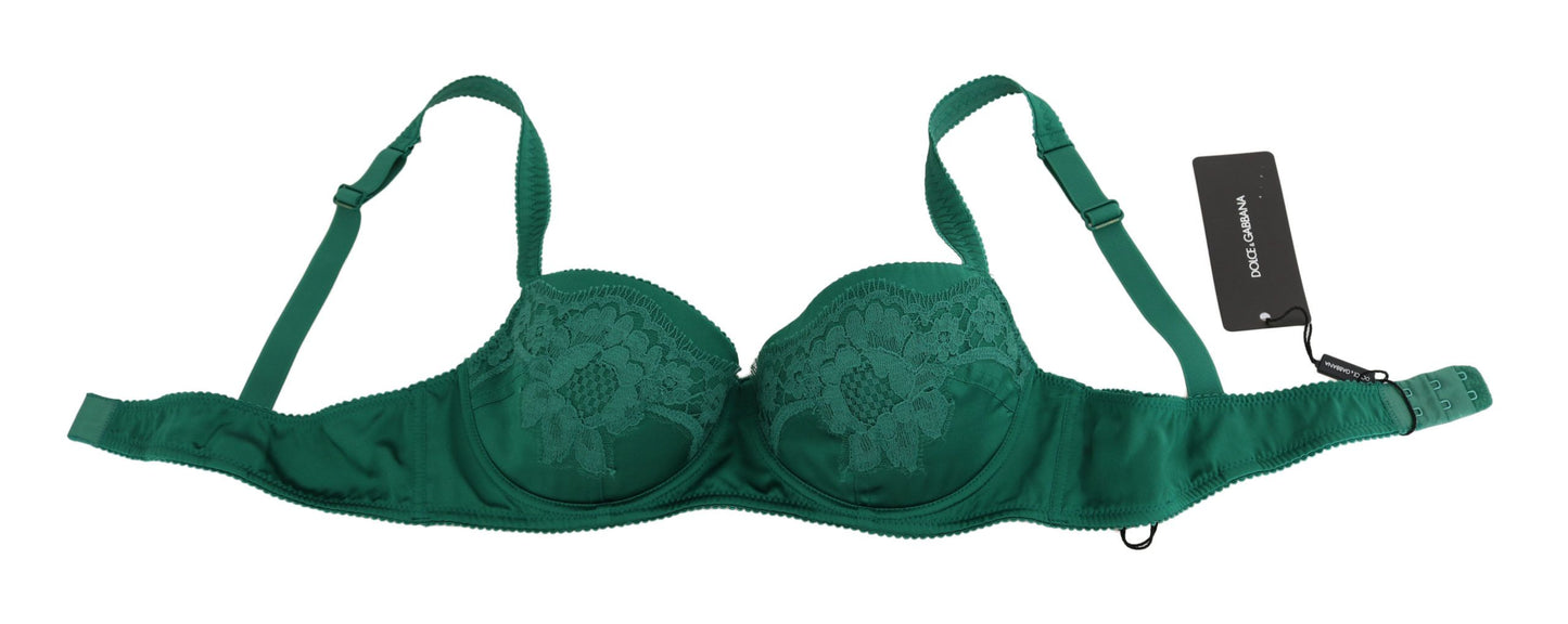 Soutien-gorge en dentelle florale extensible en soie verte Dolce & Gabbana