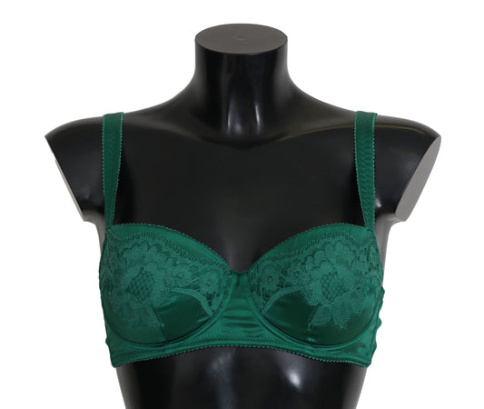 Soutien-gorge en dentelle florale extensible en soie verte Dolce & Gabbana