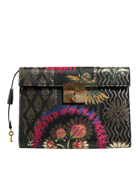 Sac porte-documents Dolce & Gabbana en jacquard floral multicolore
