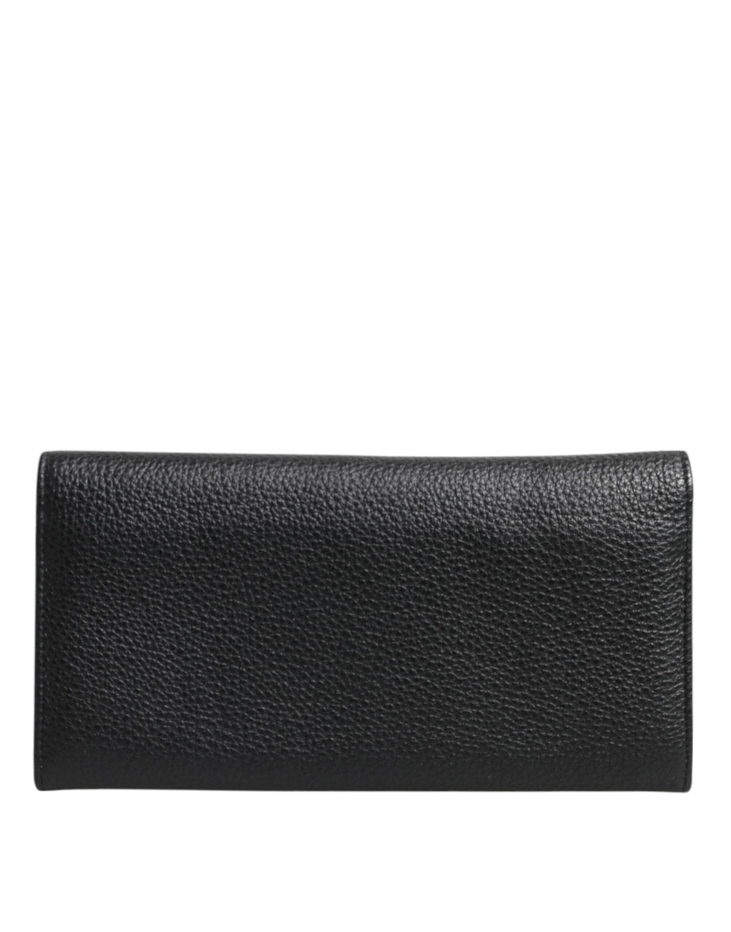 Portefeuille porte-cartes à trois volets en cuir noir Dolce & Gabbana avec plaque logo