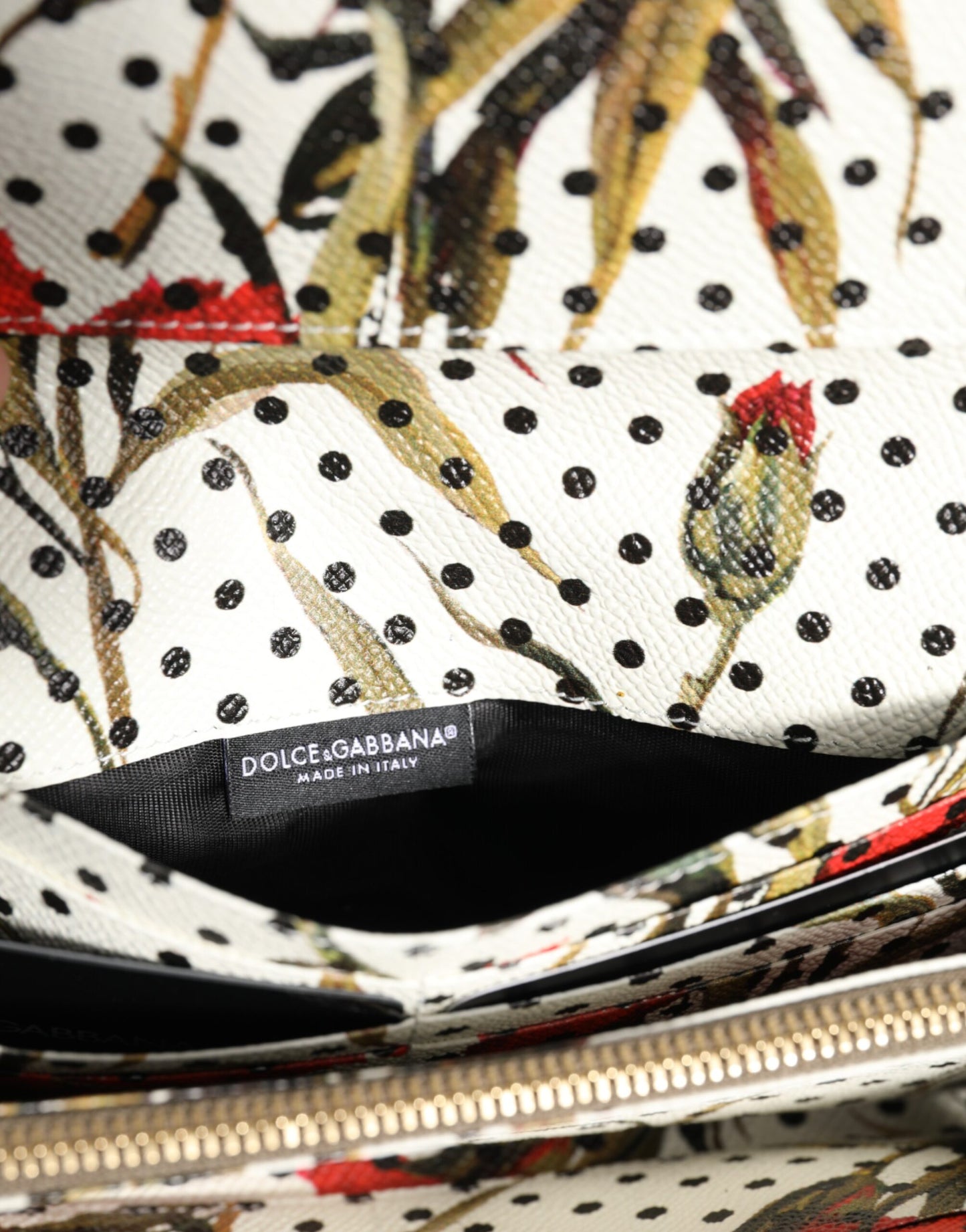 Portefeuille porte-cartes à trois volets en cuir noir Dolce & Gabbana avec plaque logo