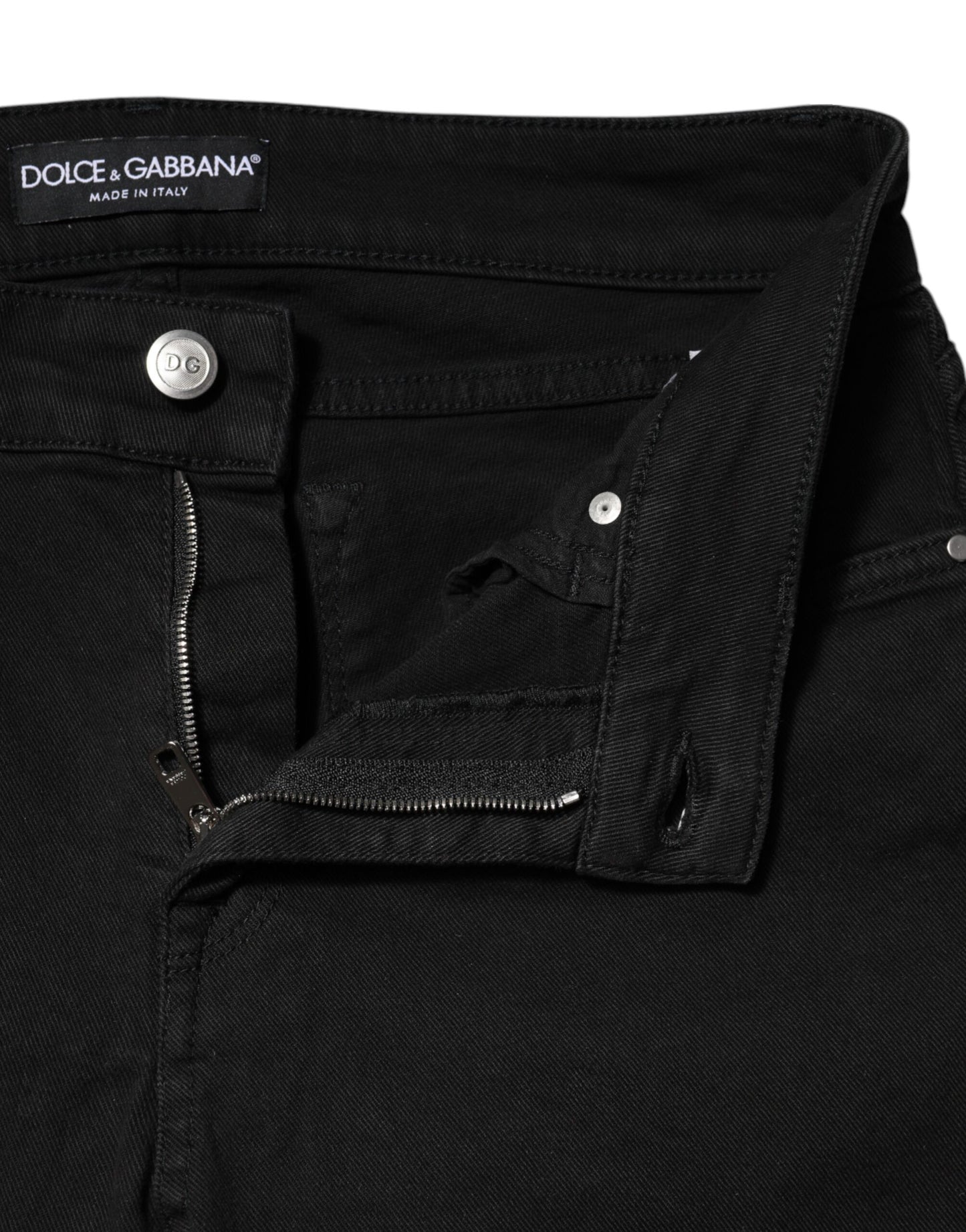 Jean skinny taille moyenne en coton noir Dolce & Gabbana