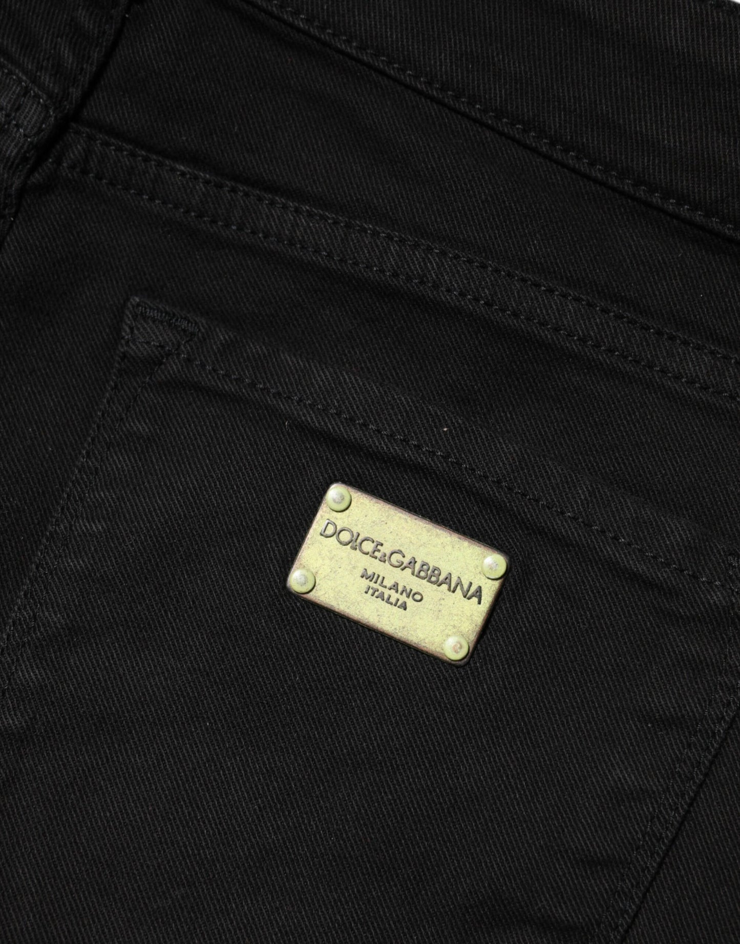 Jean skinny taille moyenne en coton noir Dolce & Gabbana