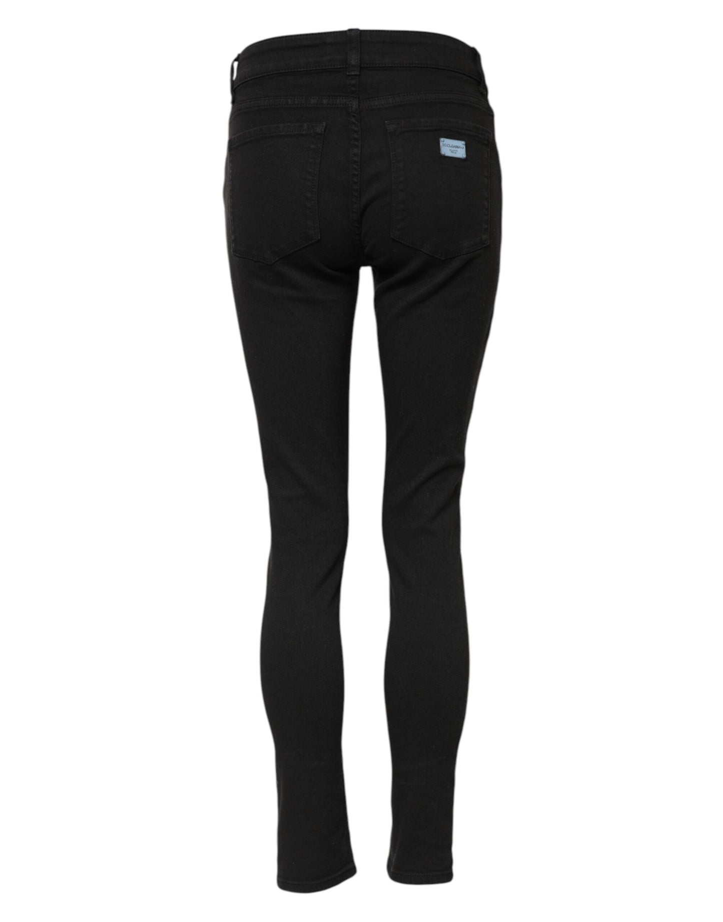 Jean skinny taille moyenne en coton noir Dolce & Gabbana