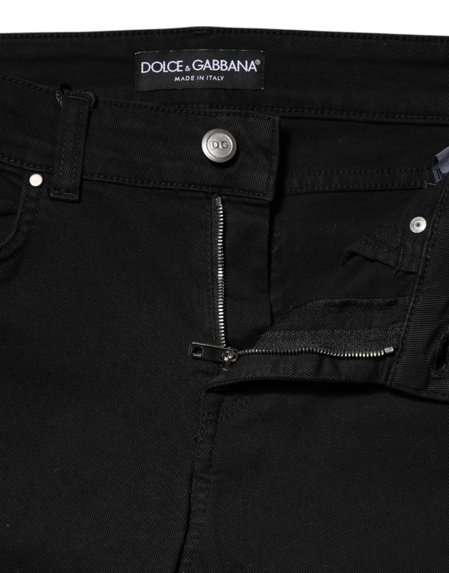 Jean skinny taille moyenne en coton noir Dolce & Gabbana