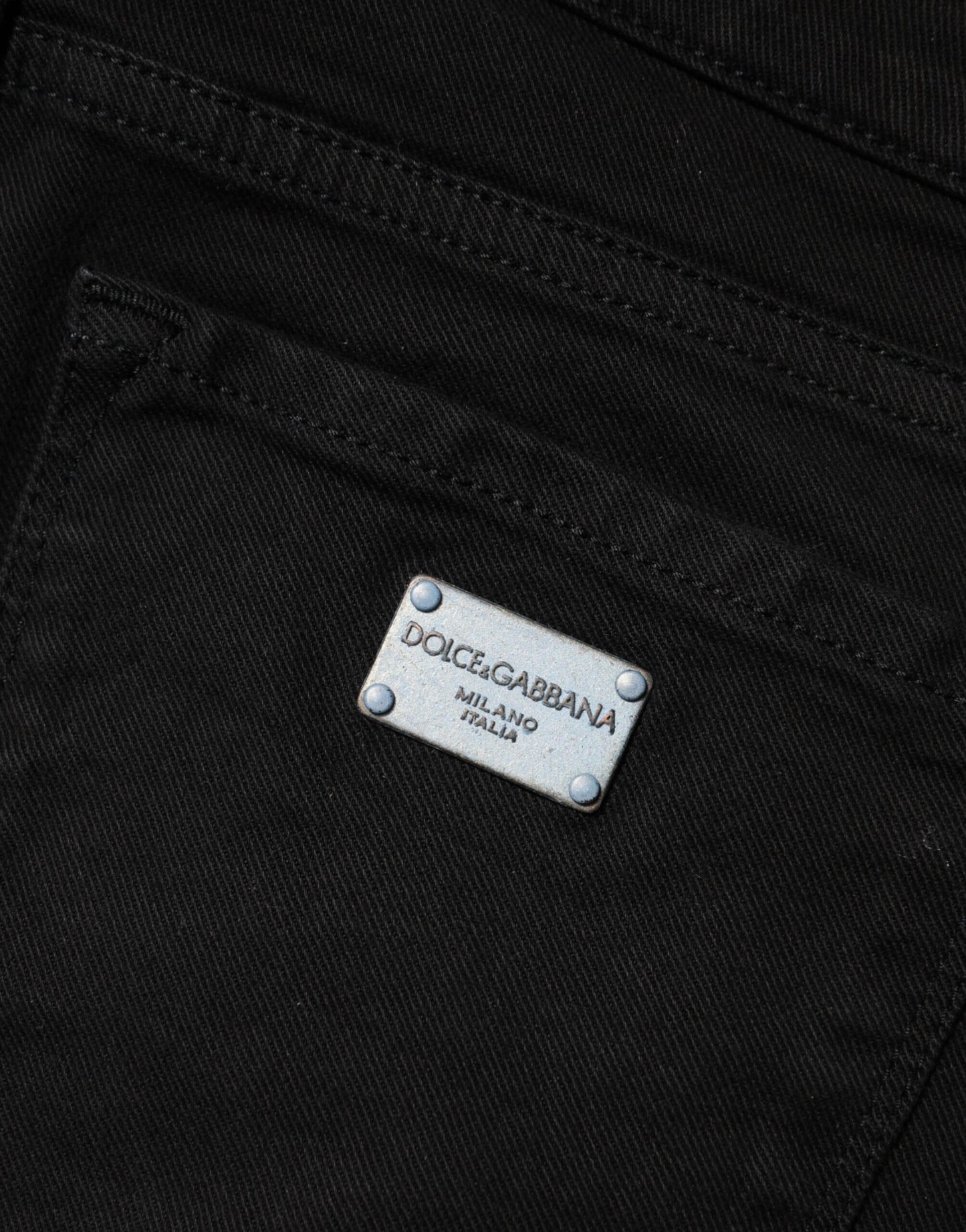 Jean skinny taille moyenne en coton noir Dolce & Gabbana