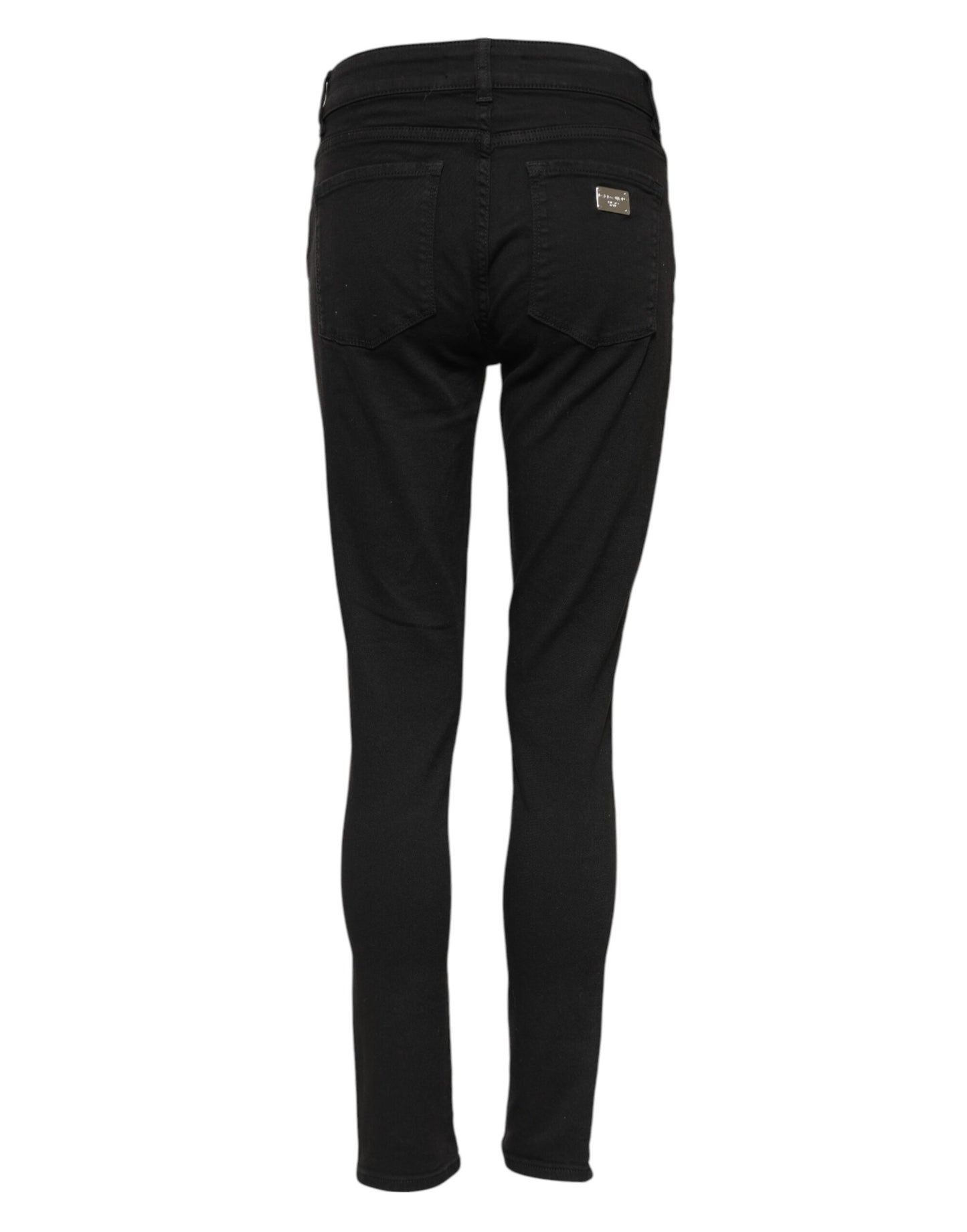 Jean skinny taille moyenne en coton noir Dolce & Gabbana