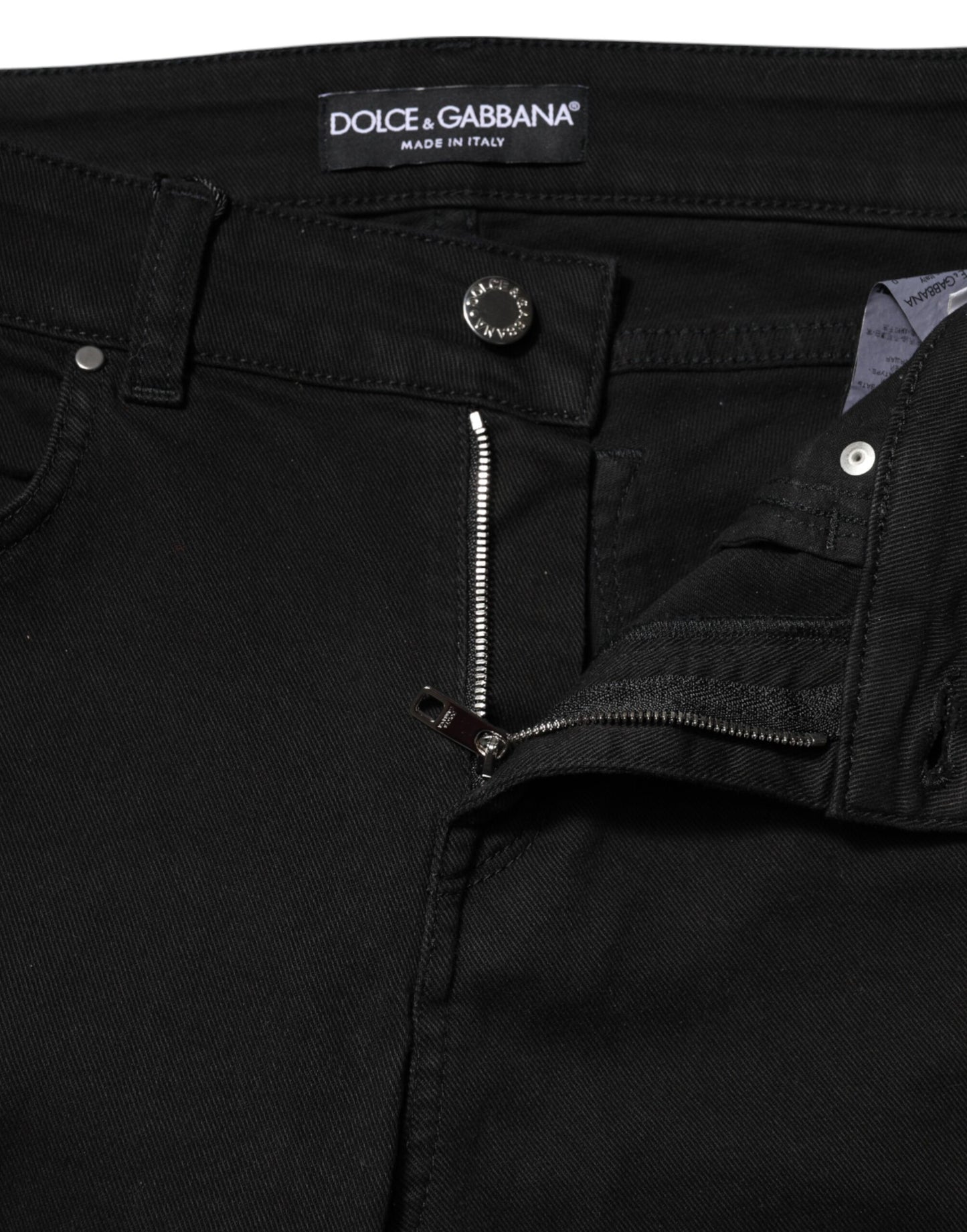 Jean skinny taille moyenne en coton noir Dolce & Gabbana