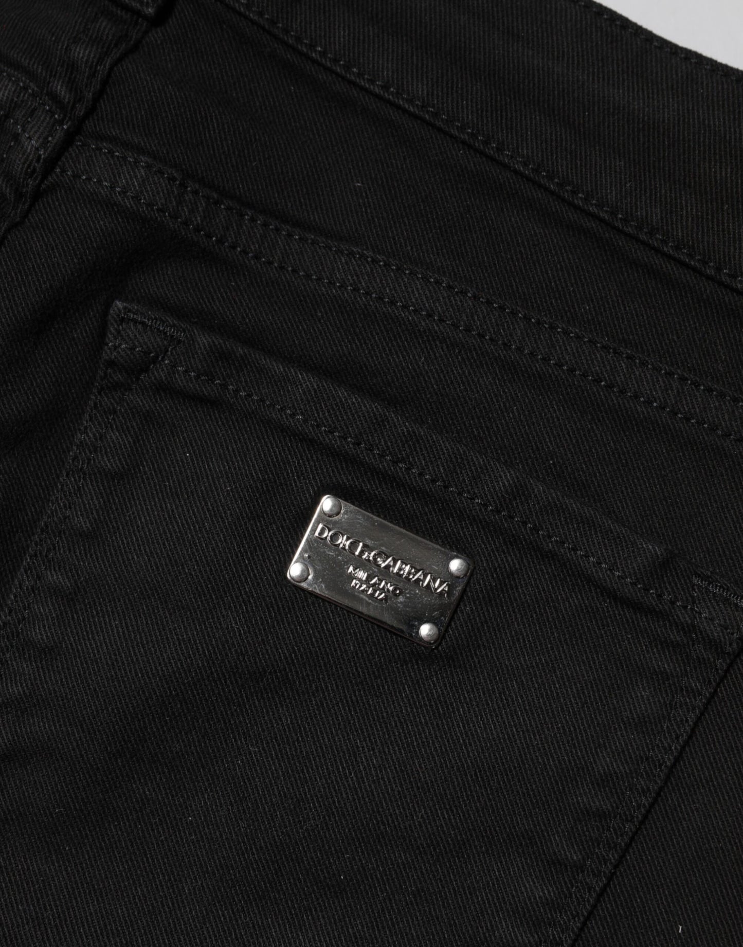 Jean skinny taille moyenne en coton noir Dolce & Gabbana