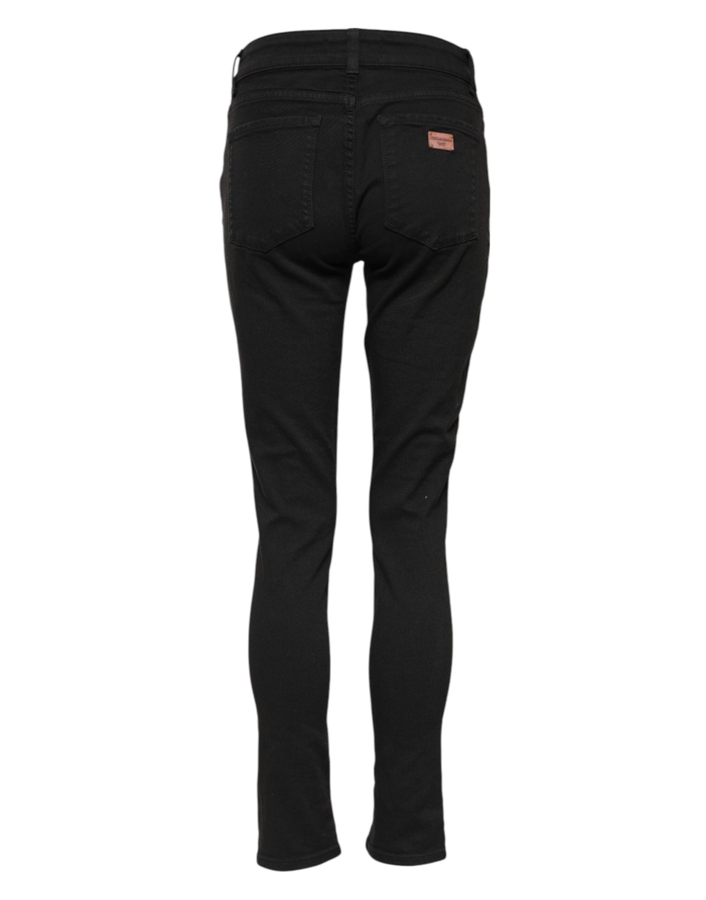 Jean skinny taille moyenne en coton noir Dolce & Gabbana