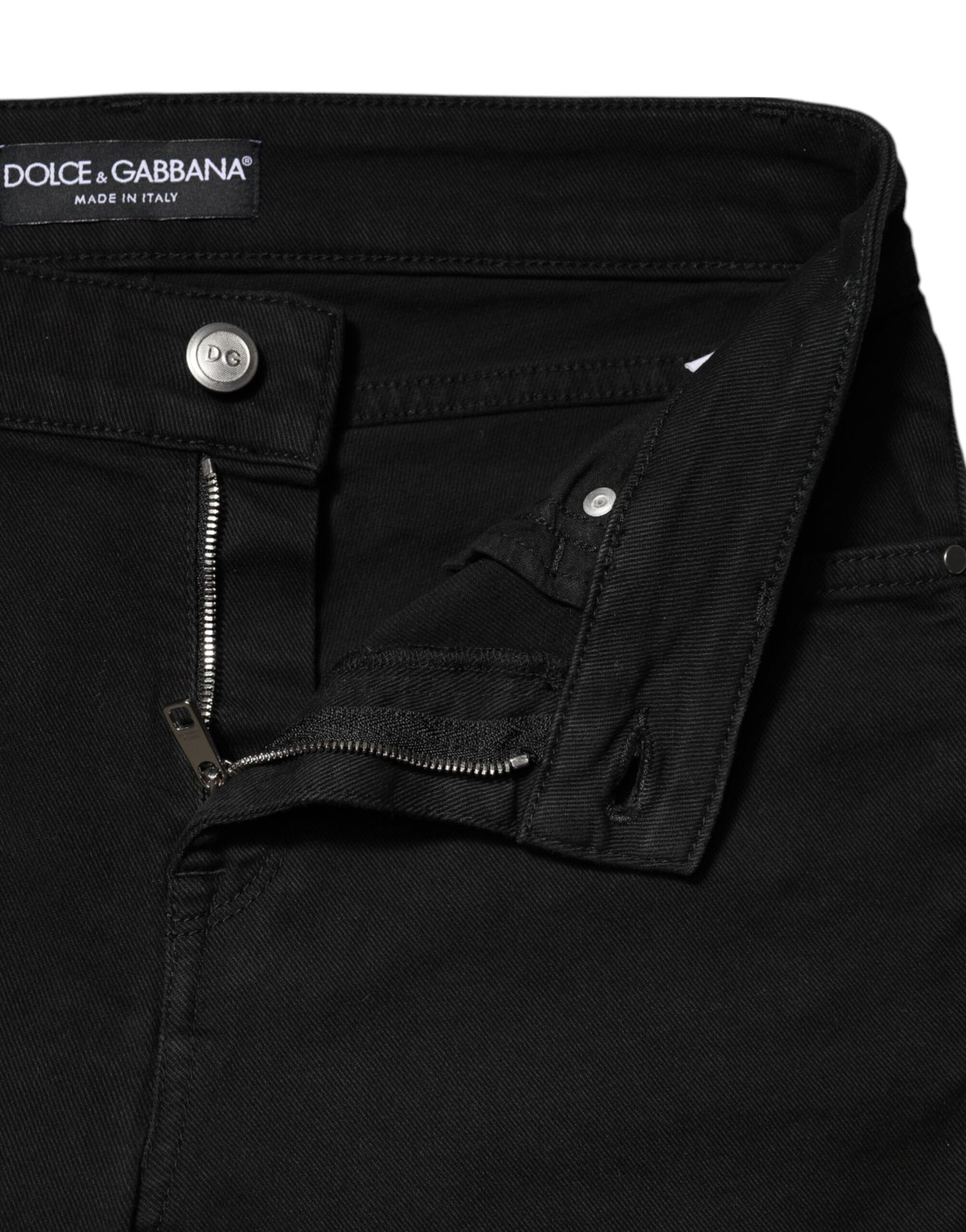 Jean skinny taille moyenne en coton noir Dolce & Gabbana
