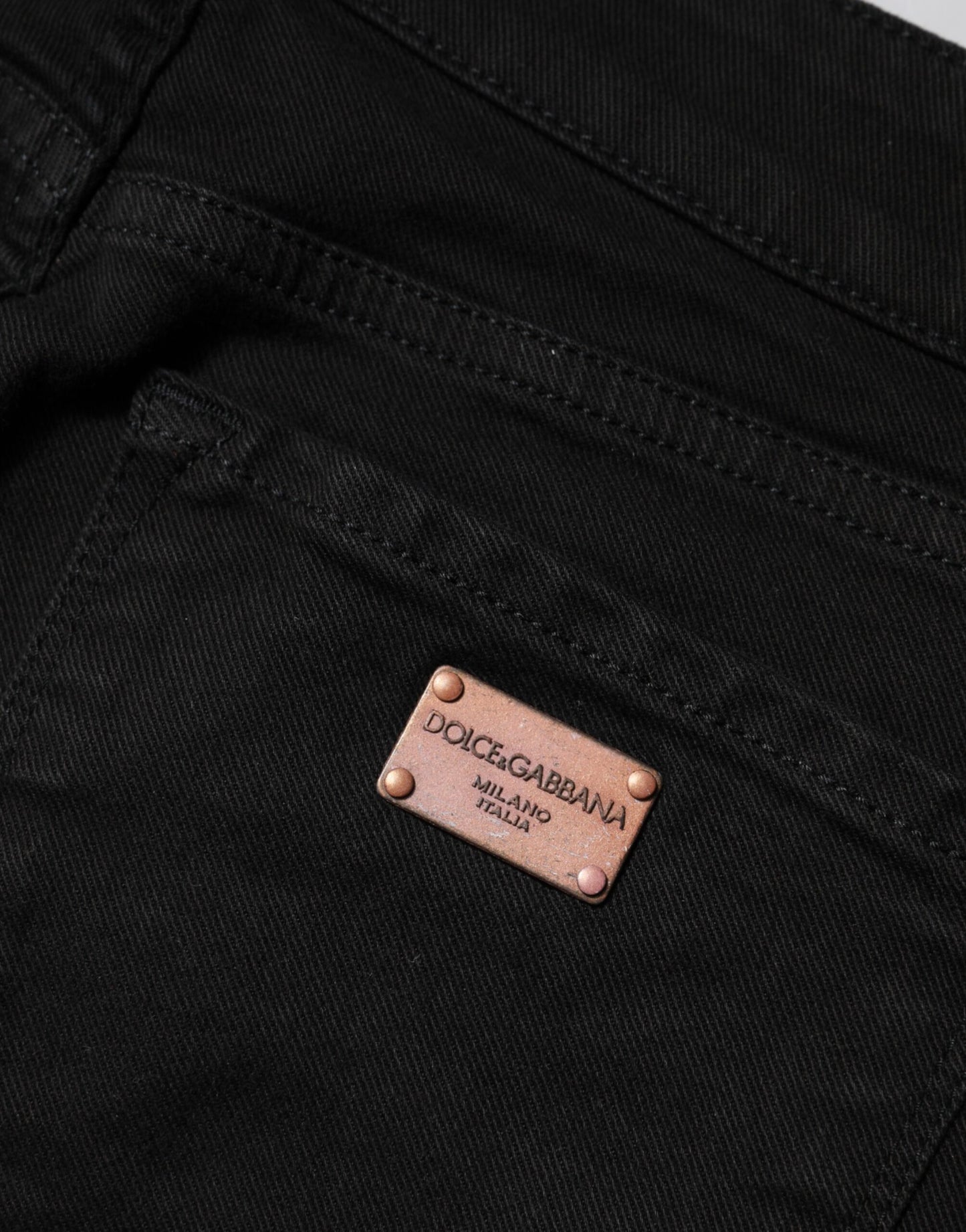 Jean skinny taille moyenne en coton noir Dolce & Gabbana