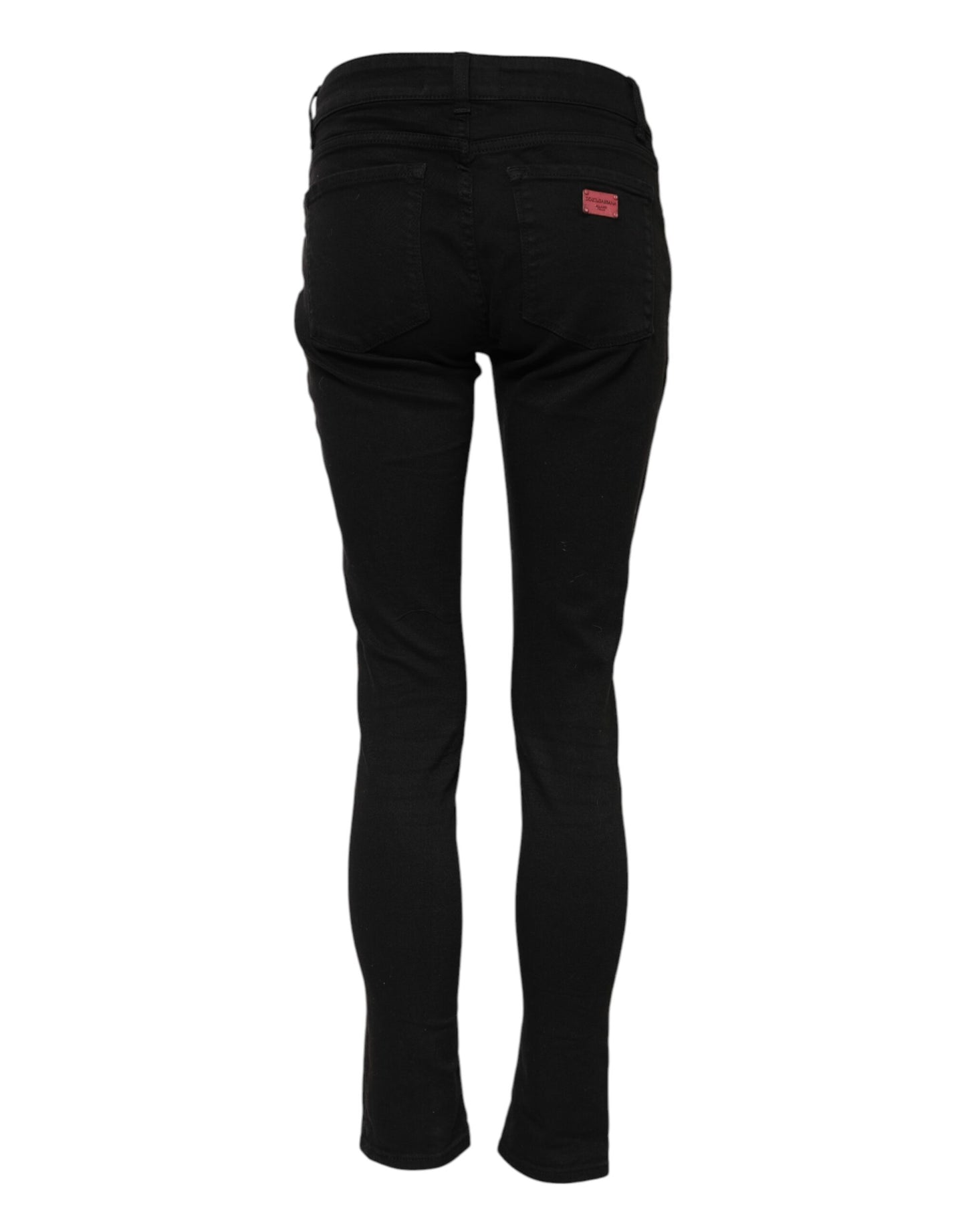 Jean skinny taille moyenne en coton noir Dolce & Gabbana