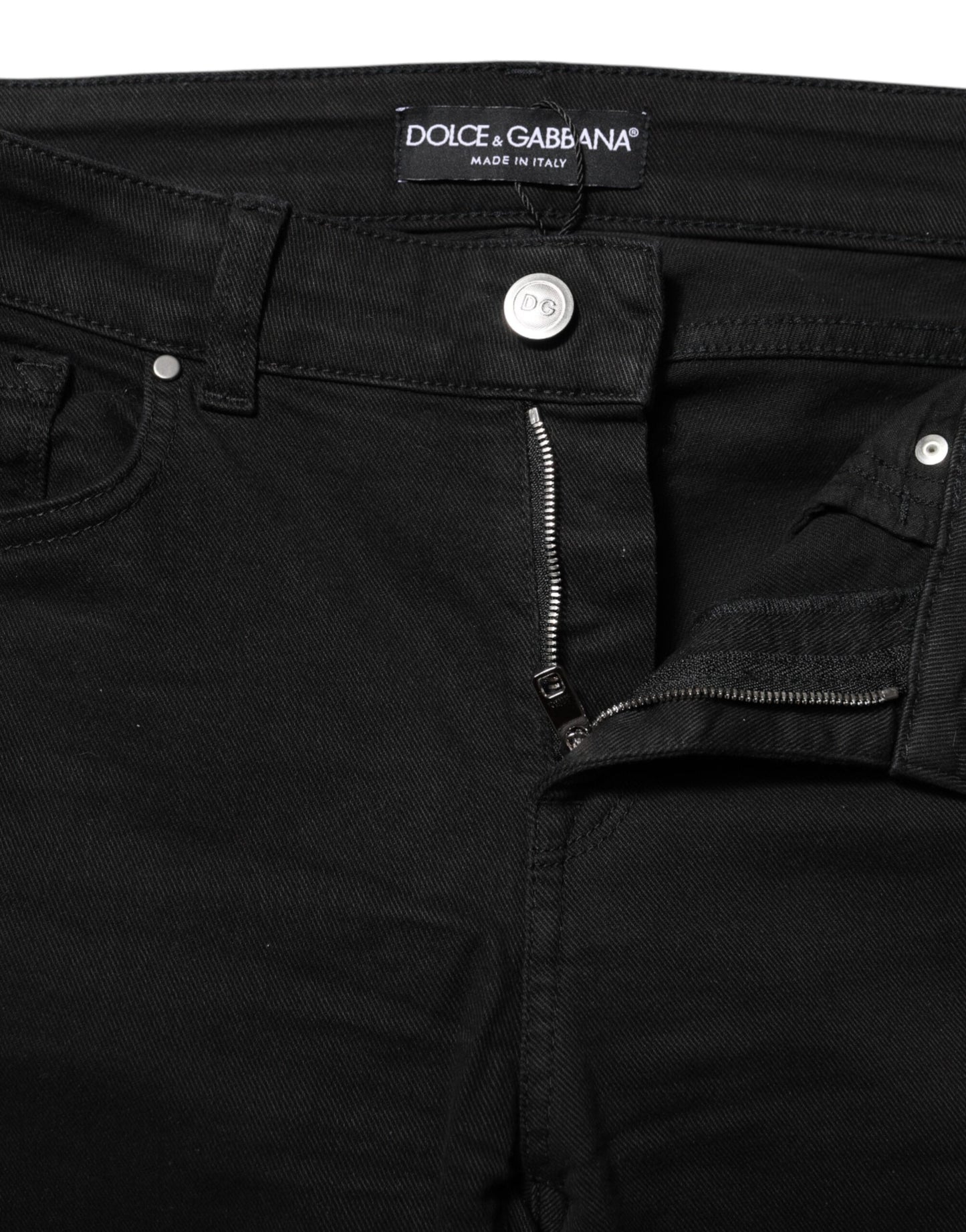 Jean skinny taille moyenne en coton noir Dolce & Gabbana