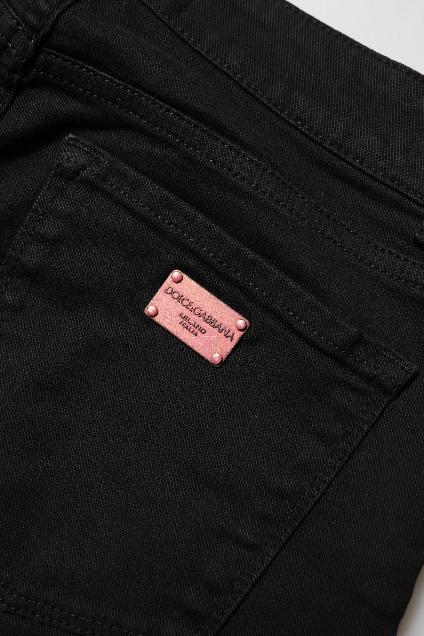 Jean skinny taille moyenne en coton noir Dolce & Gabbana