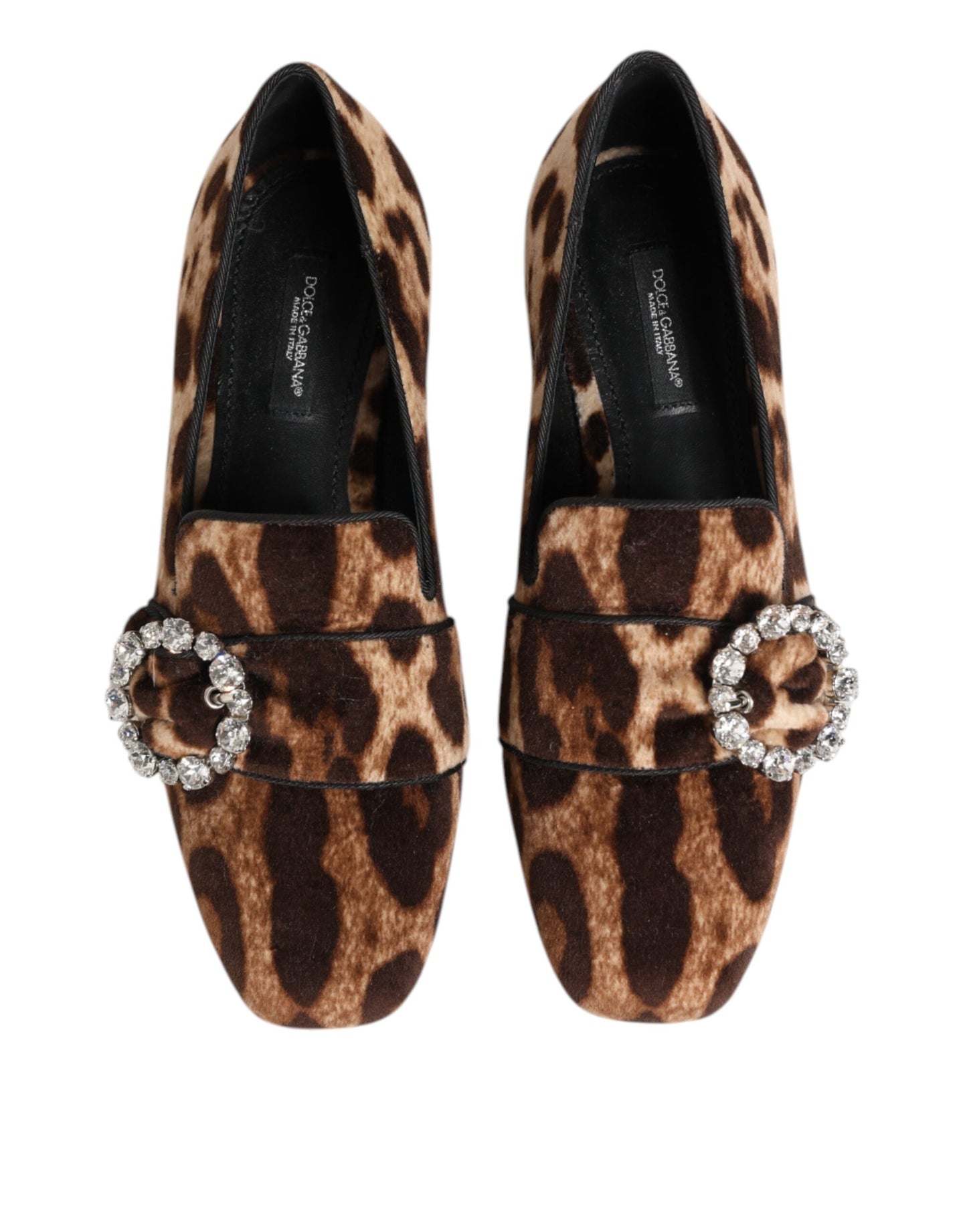 Mocassins plats Dolce & Gabbana à imprimé léopard marron et cristaux