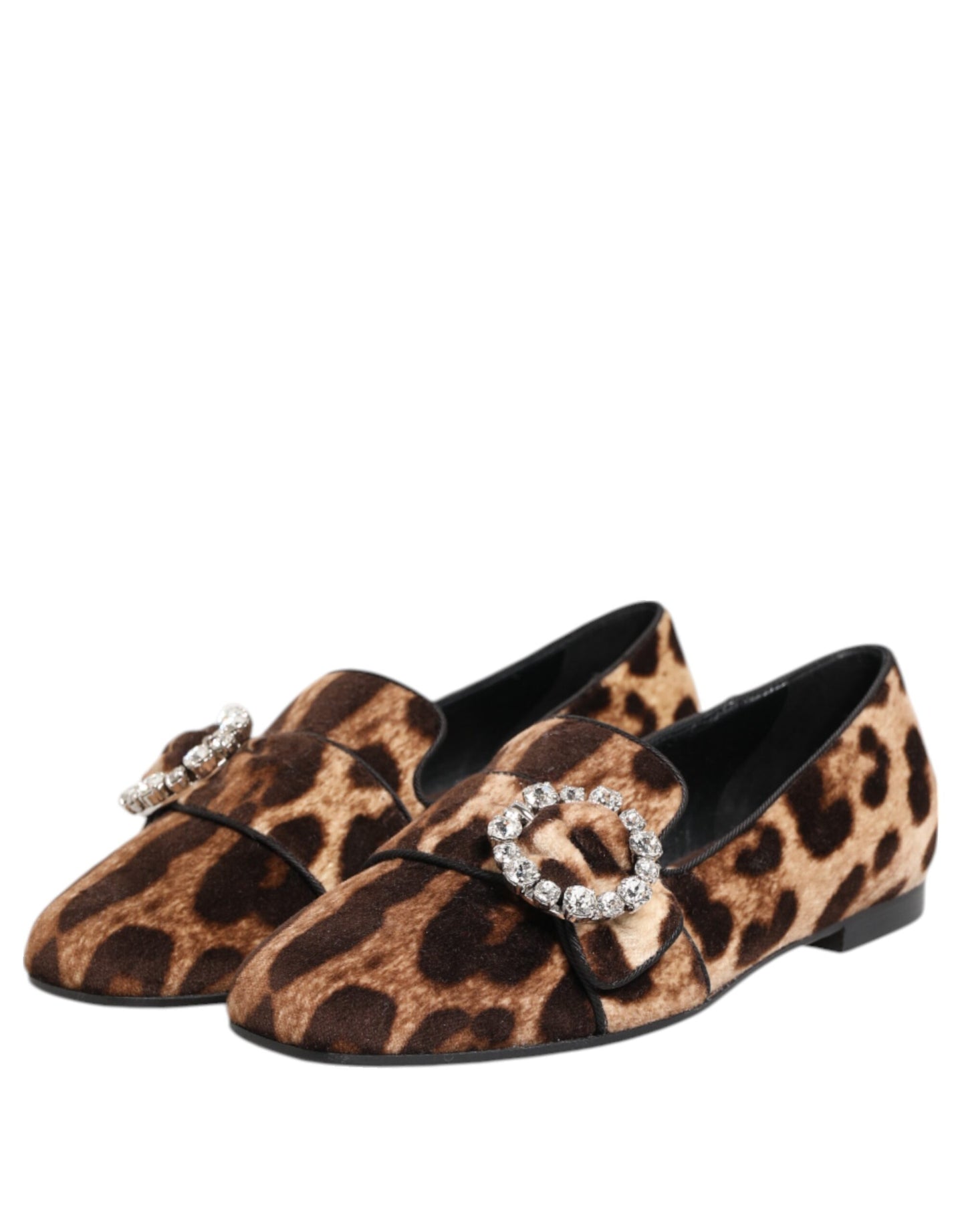 Mocassins plats Dolce & Gabbana à imprimé léopard marron et cristaux
