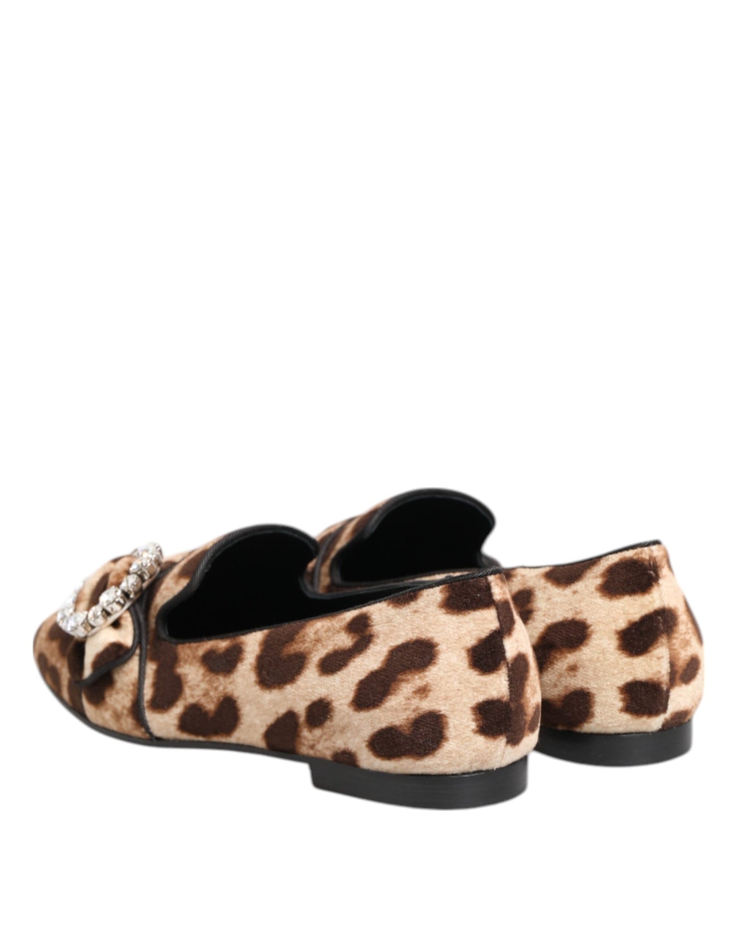 Mocassins plats Dolce & Gabbana à imprimé léopard marron et cristaux
