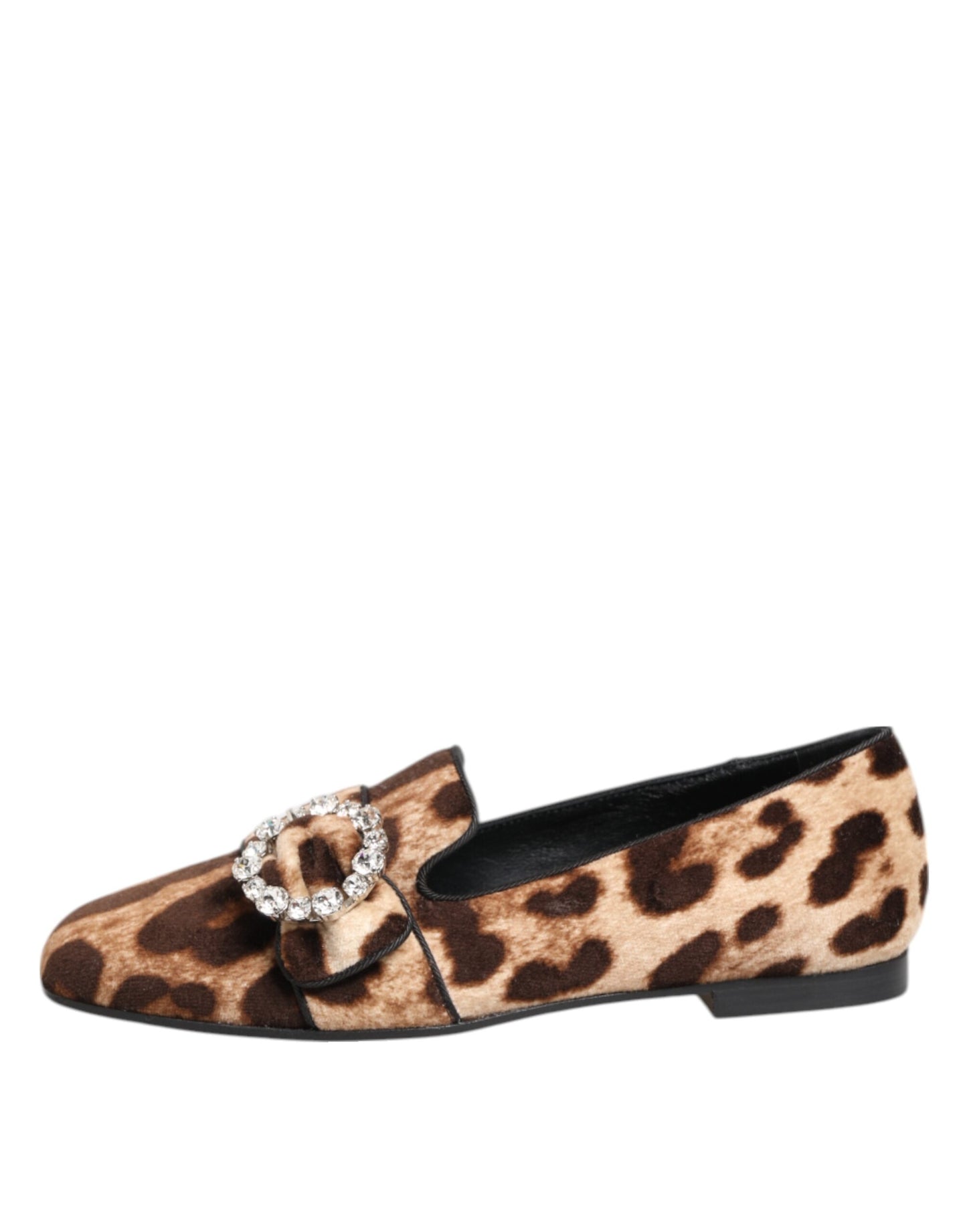 Mocassins plats Dolce & Gabbana à imprimé léopard marron et cristaux