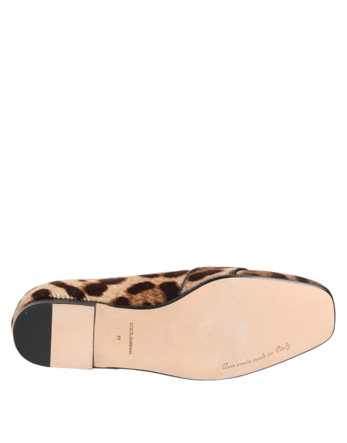 Mocassins plats Dolce & Gabbana à imprimé léopard marron et cristaux