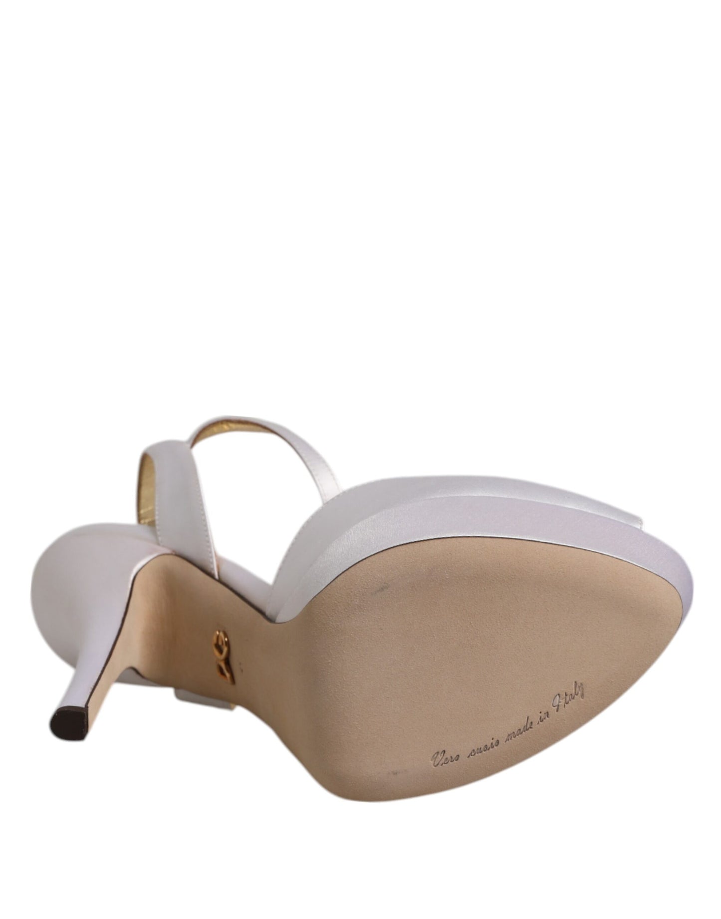 Dolce & Gabbana Weiße Satin-Plateau-Absatz-Sandalen