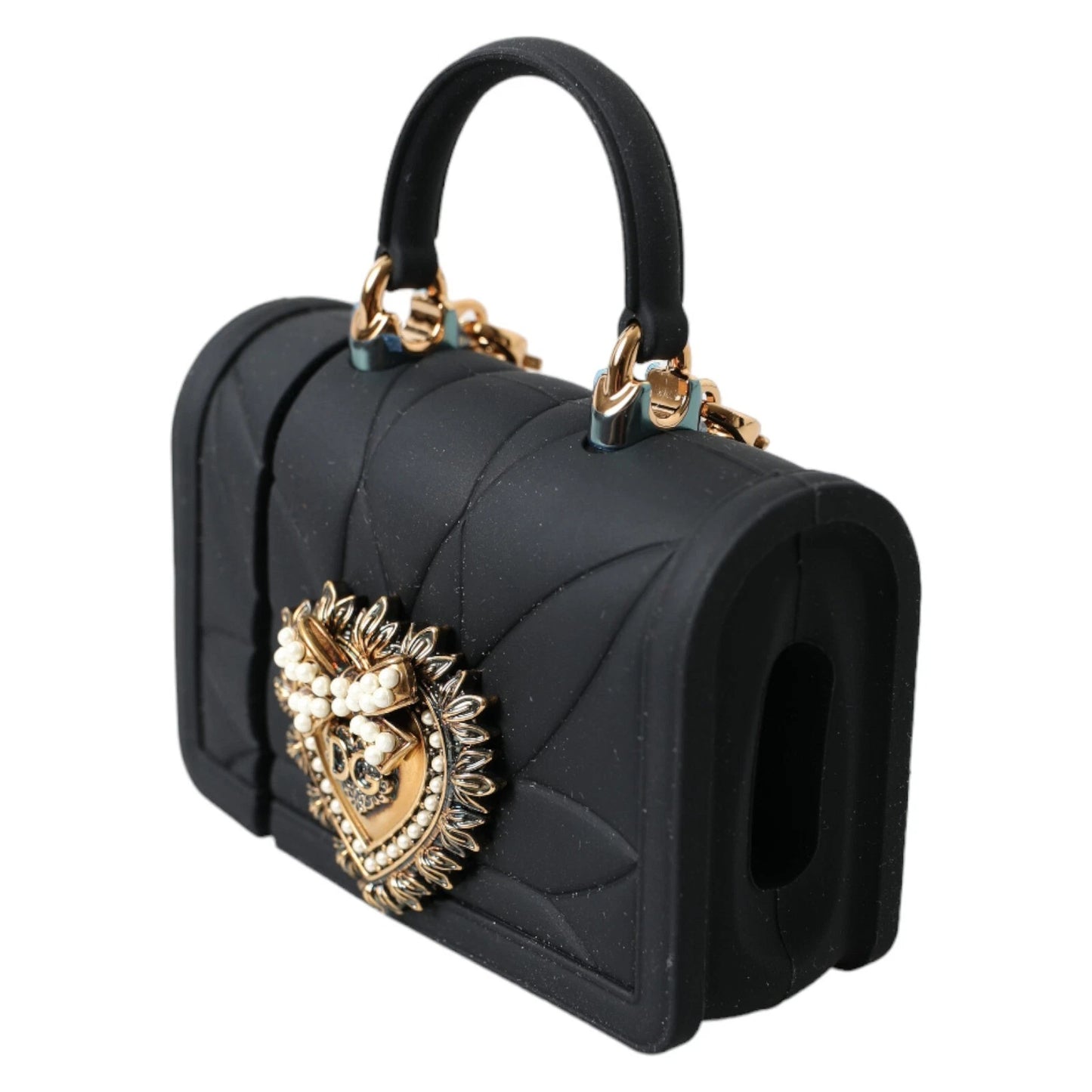 Étui Dolce & Gabbana en silicone noir avec motif cœur Devotion pour Airpod