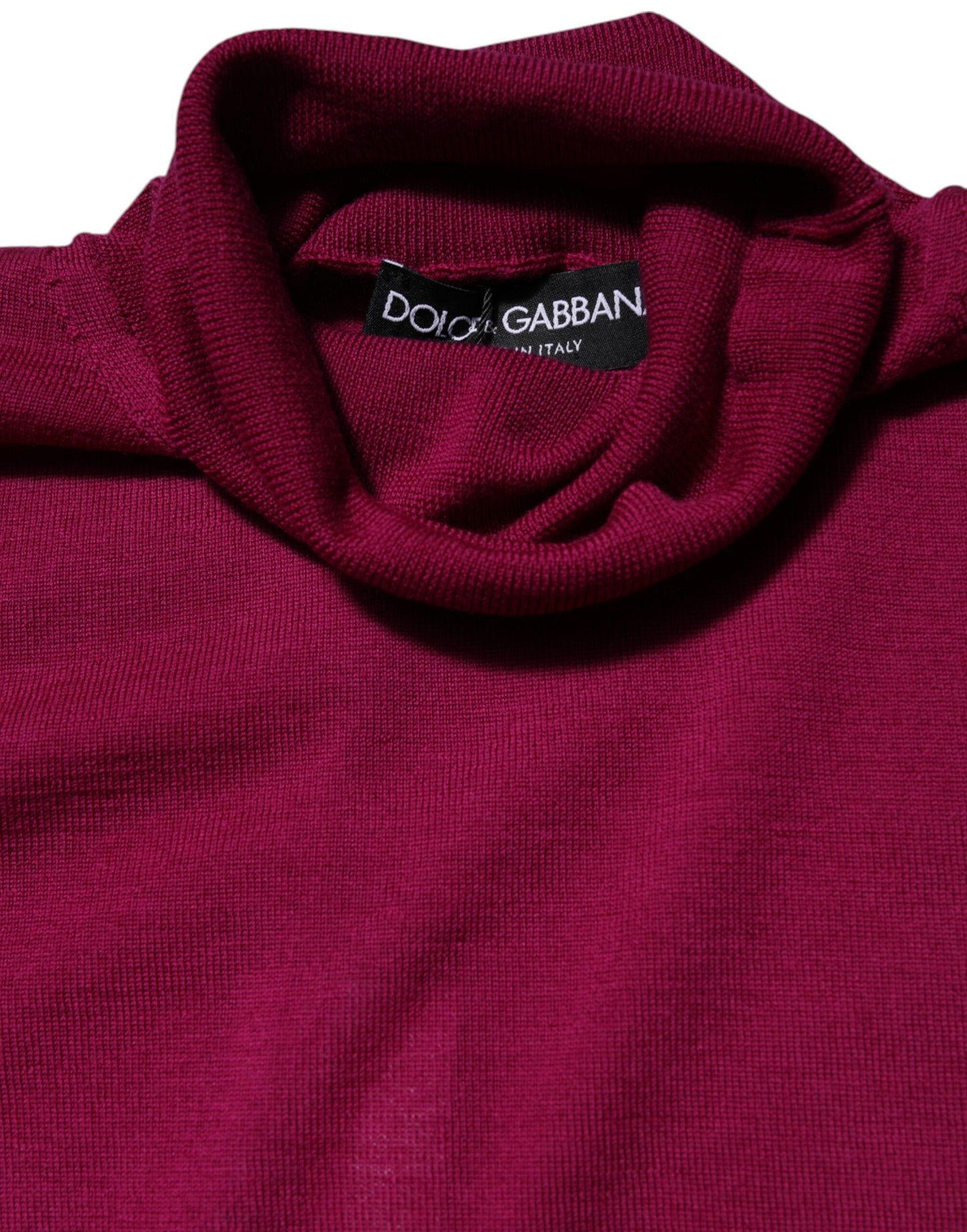 Pull col roulé à manches longues en laine fuchsia Dolce & Gabbana