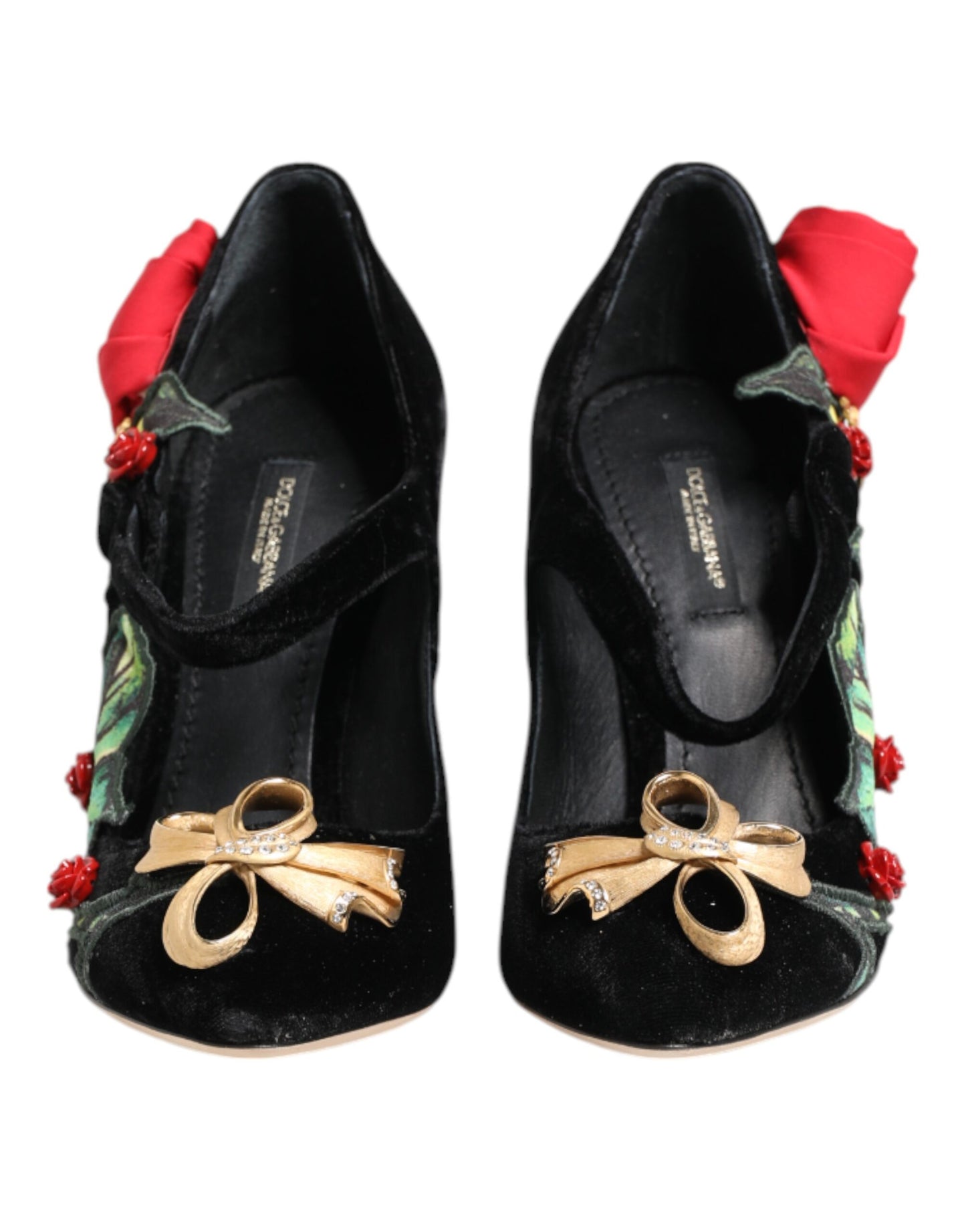 Chaussures Mary Jane Dolce & Gabbana à broche en cristal et roses noires