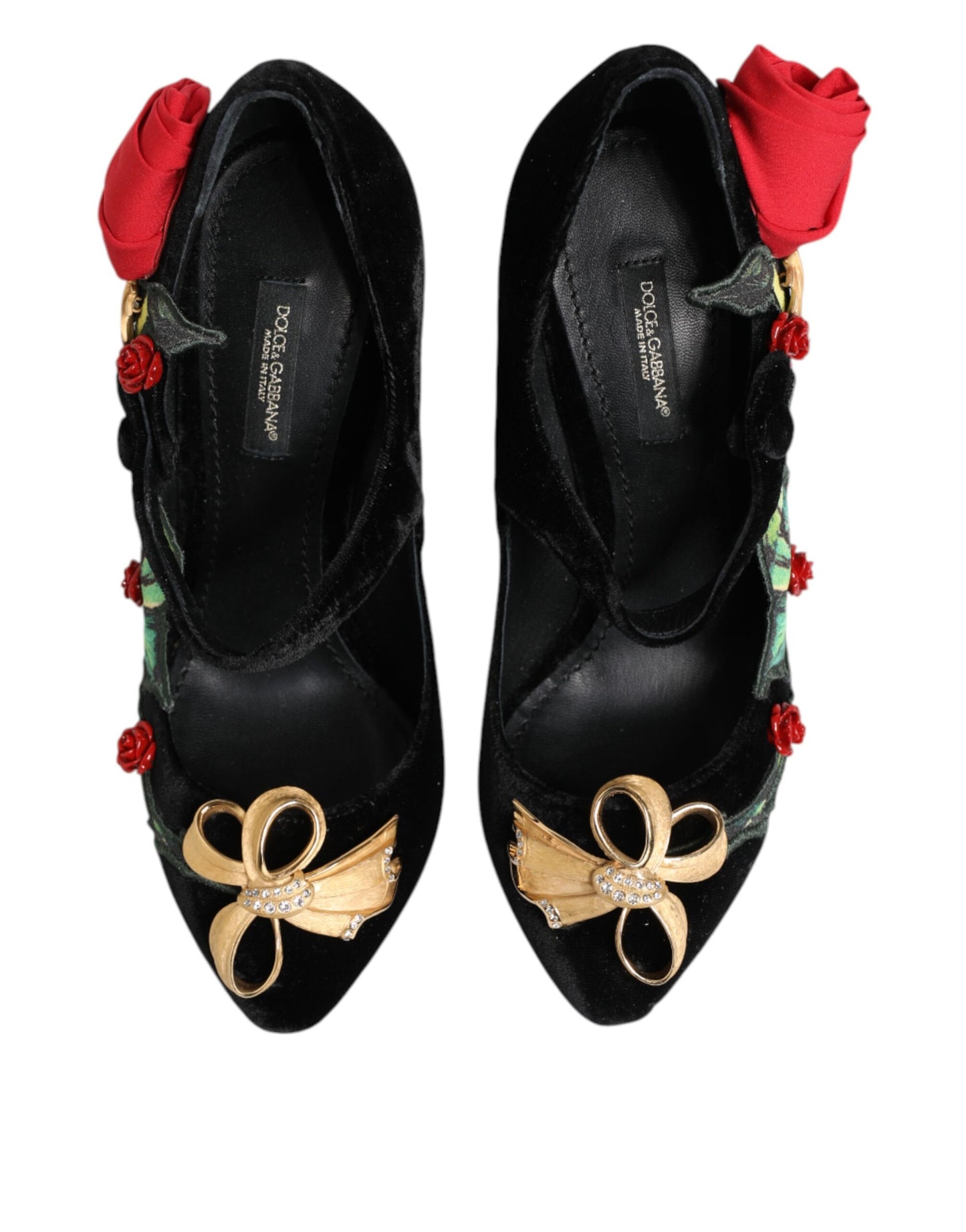 Chaussures Mary Jane Dolce & Gabbana à broche en cristal et roses noires