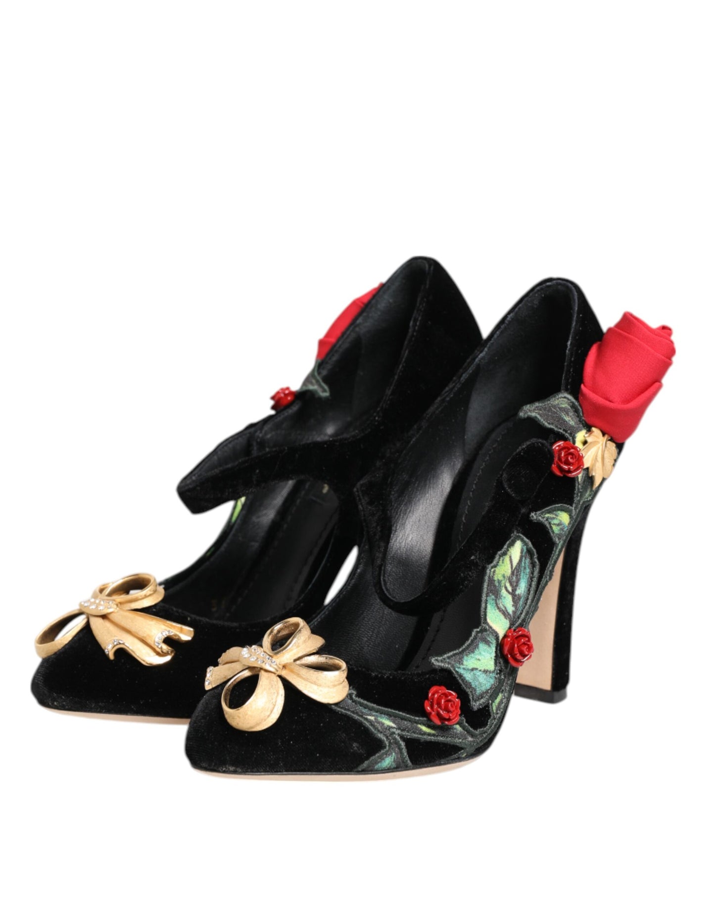 Chaussures Mary Jane Dolce & Gabbana à broche en cristal et roses noires