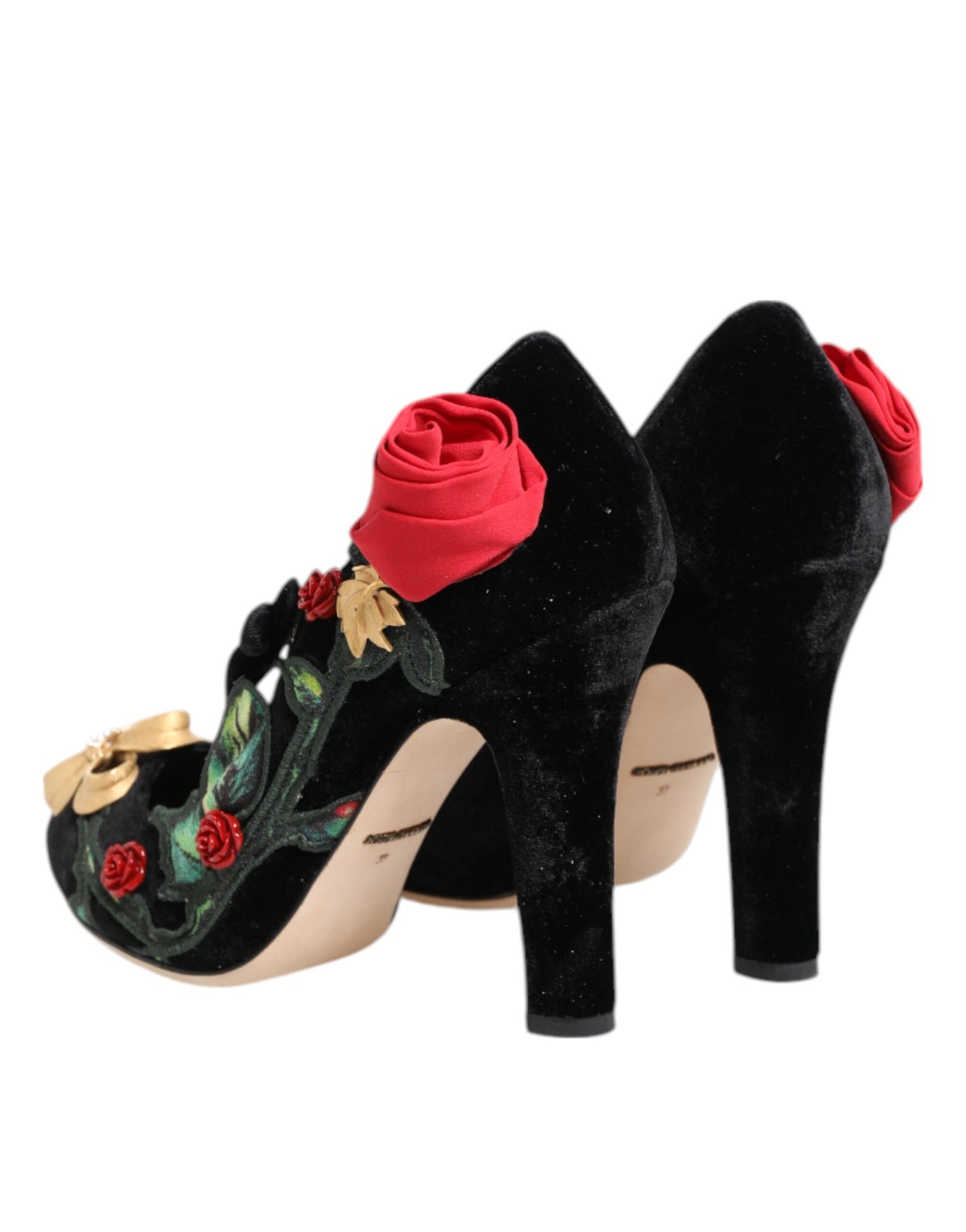 Chaussures Mary Jane Dolce & Gabbana à broche en cristal et roses noires