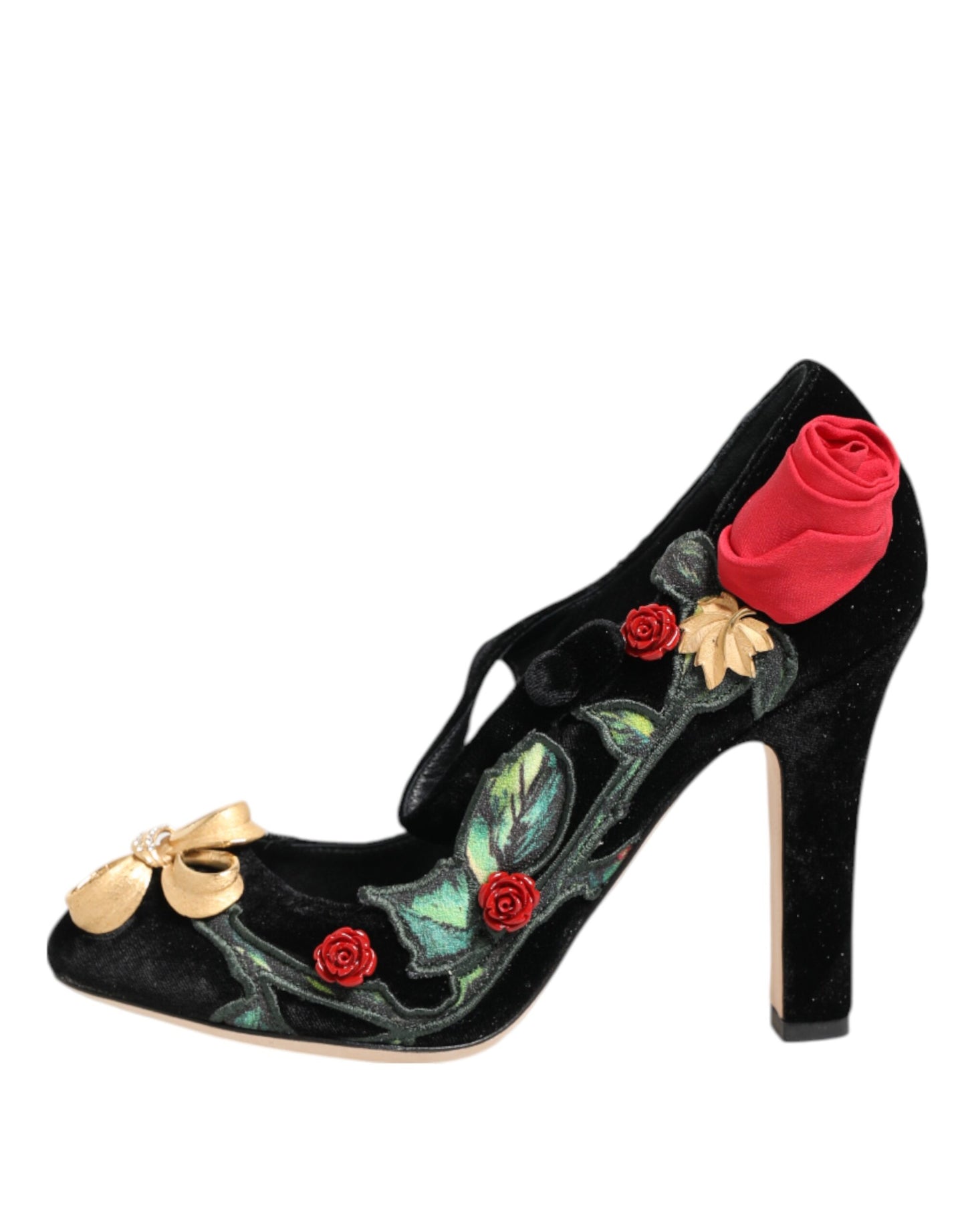 Chaussures Mary Jane Dolce & Gabbana à broche en cristal et roses noires