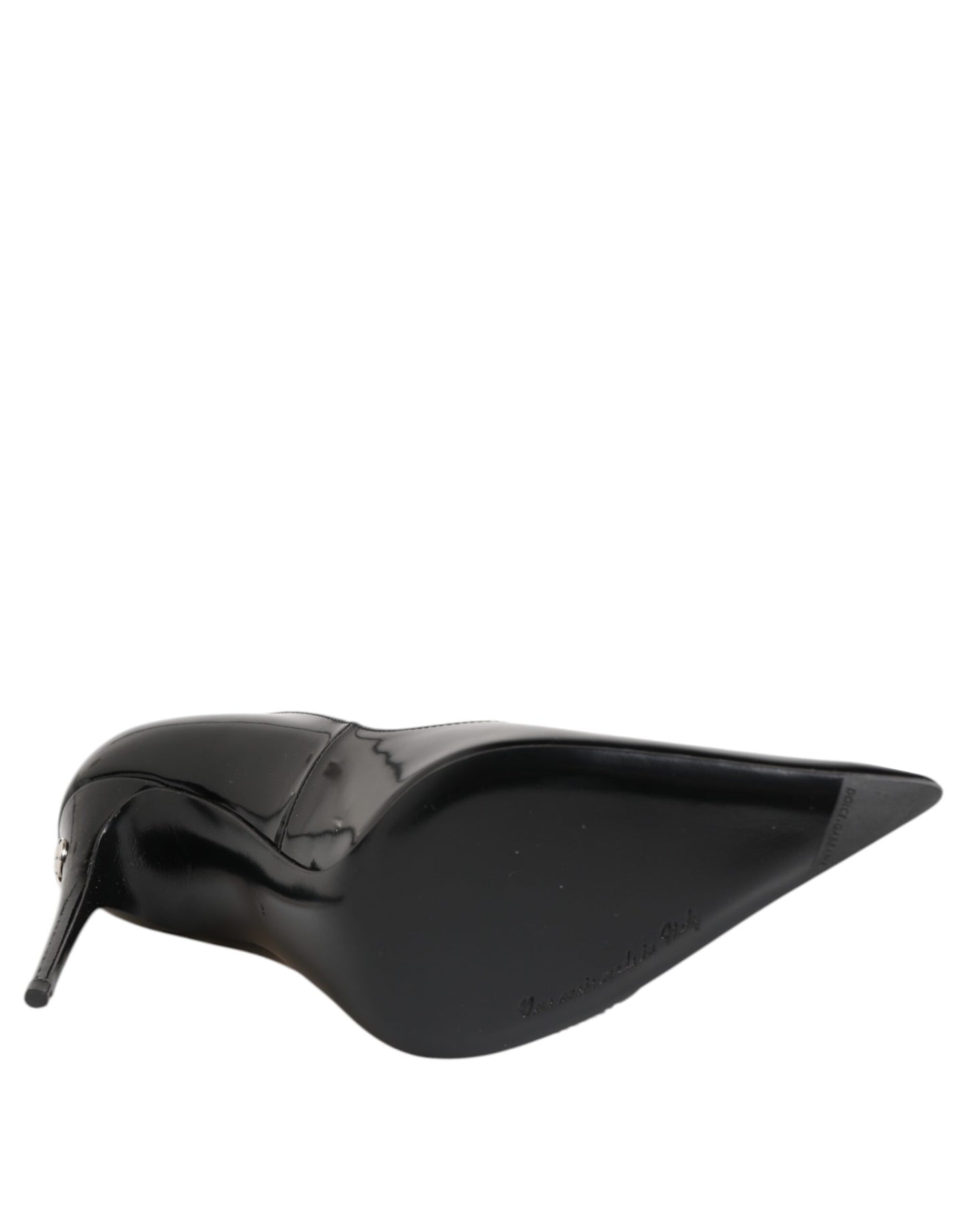 Escarpins à talons zippés en cuir verni noir Dolce & Gabbana