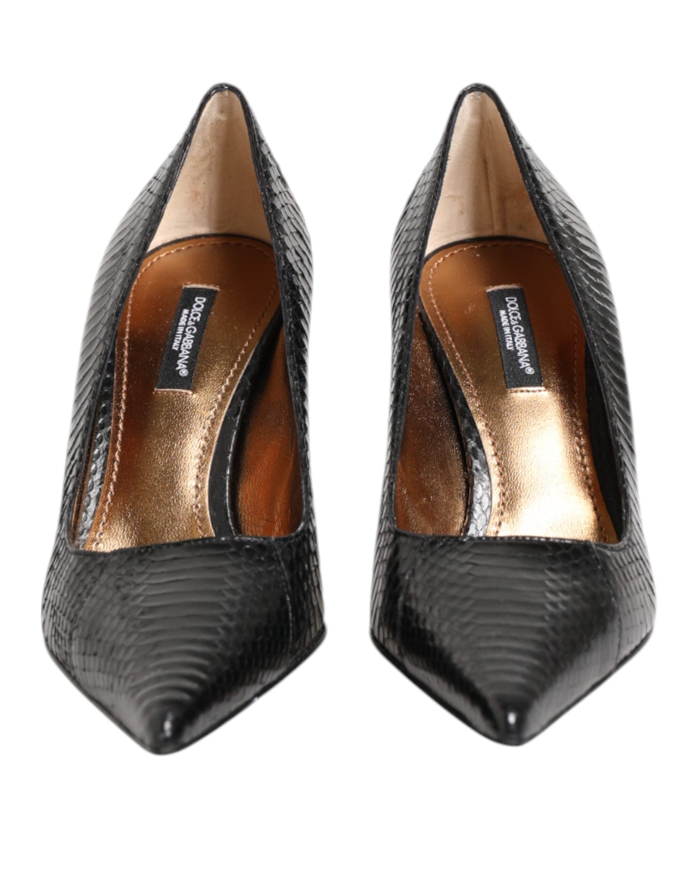 Escarpins à talons aiguilles en cuir exotique noir Dolce & Gabbana