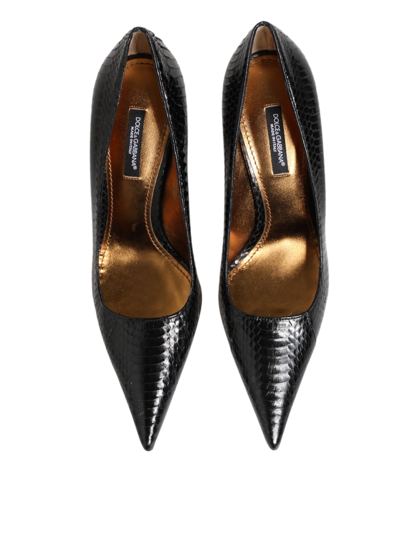 Escarpins à talons aiguilles en cuir exotique noir Dolce & Gabbana