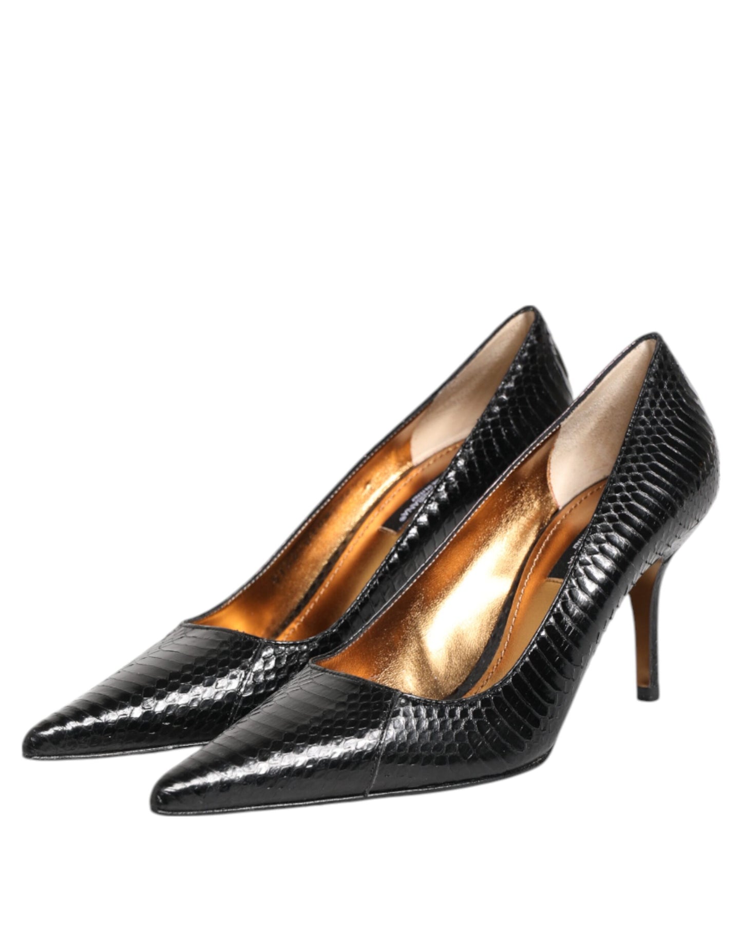 Escarpins à talons aiguilles en cuir exotique noir Dolce & Gabbana