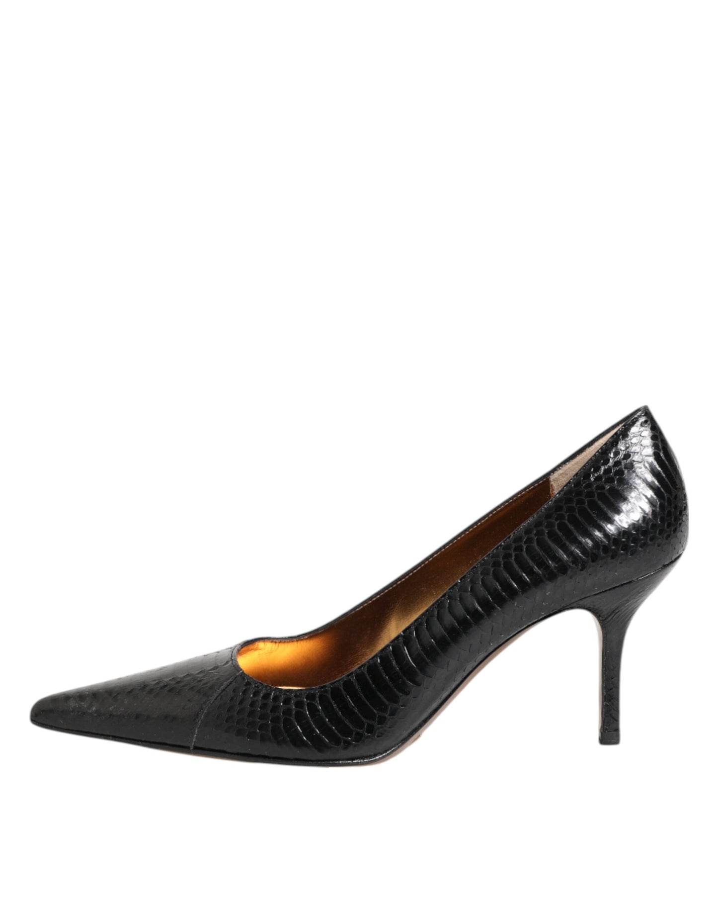 Escarpins à talons aiguilles en cuir exotique noir Dolce & Gabbana