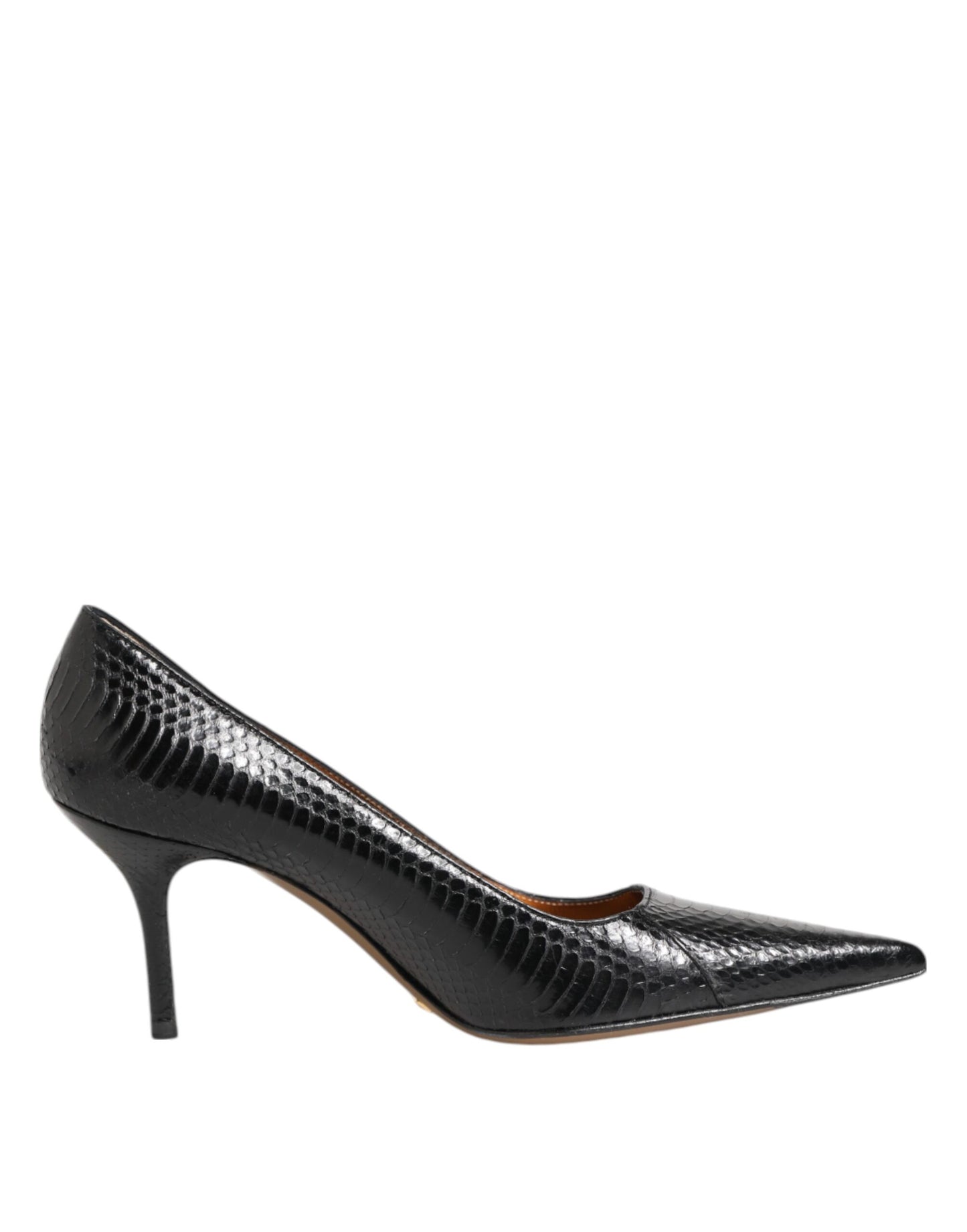 Escarpins à talons aiguilles en cuir exotique noir Dolce & Gabbana