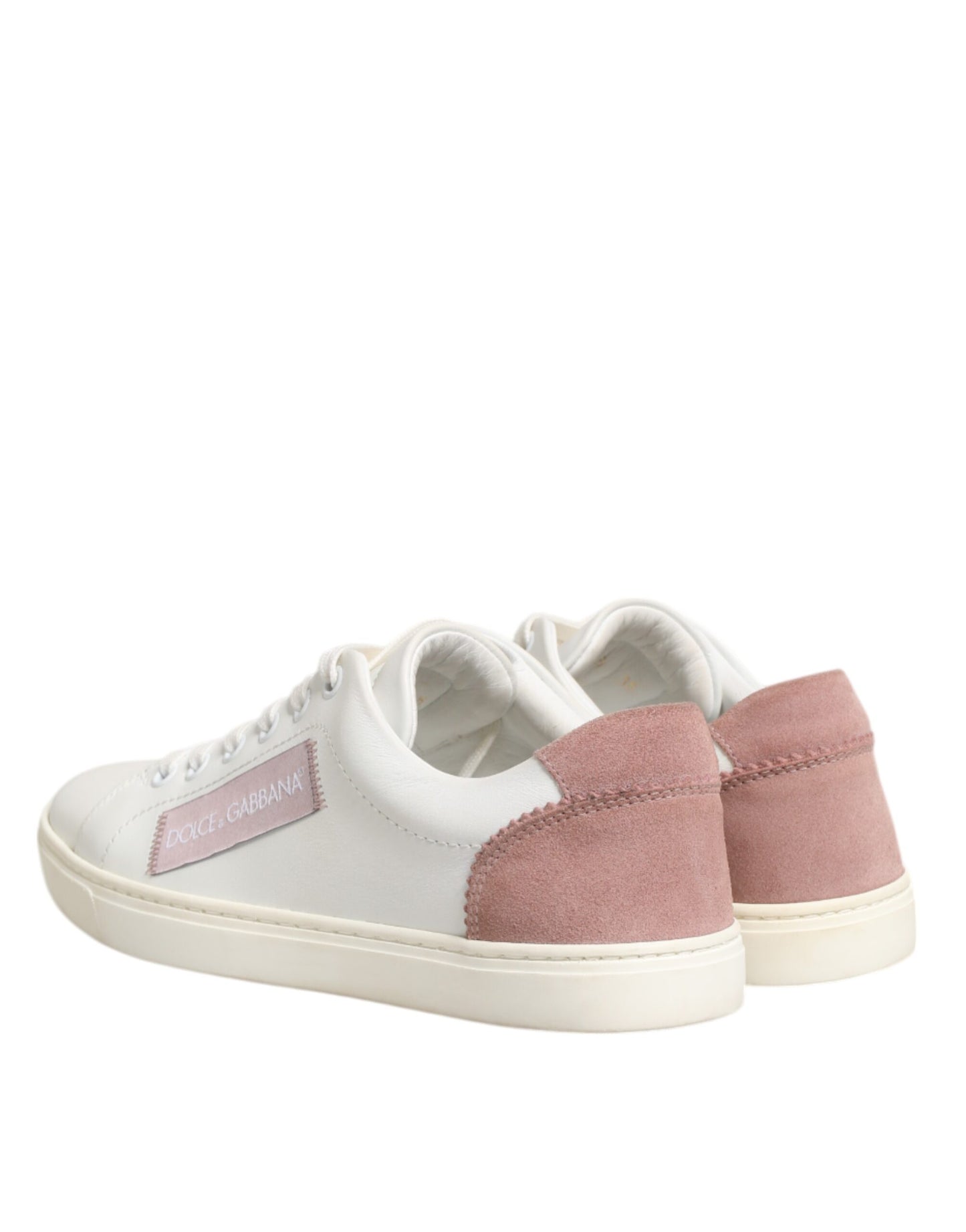 Dolce & Gabbana Weiß Rosa Leder Low Top Sneakers Schuhe