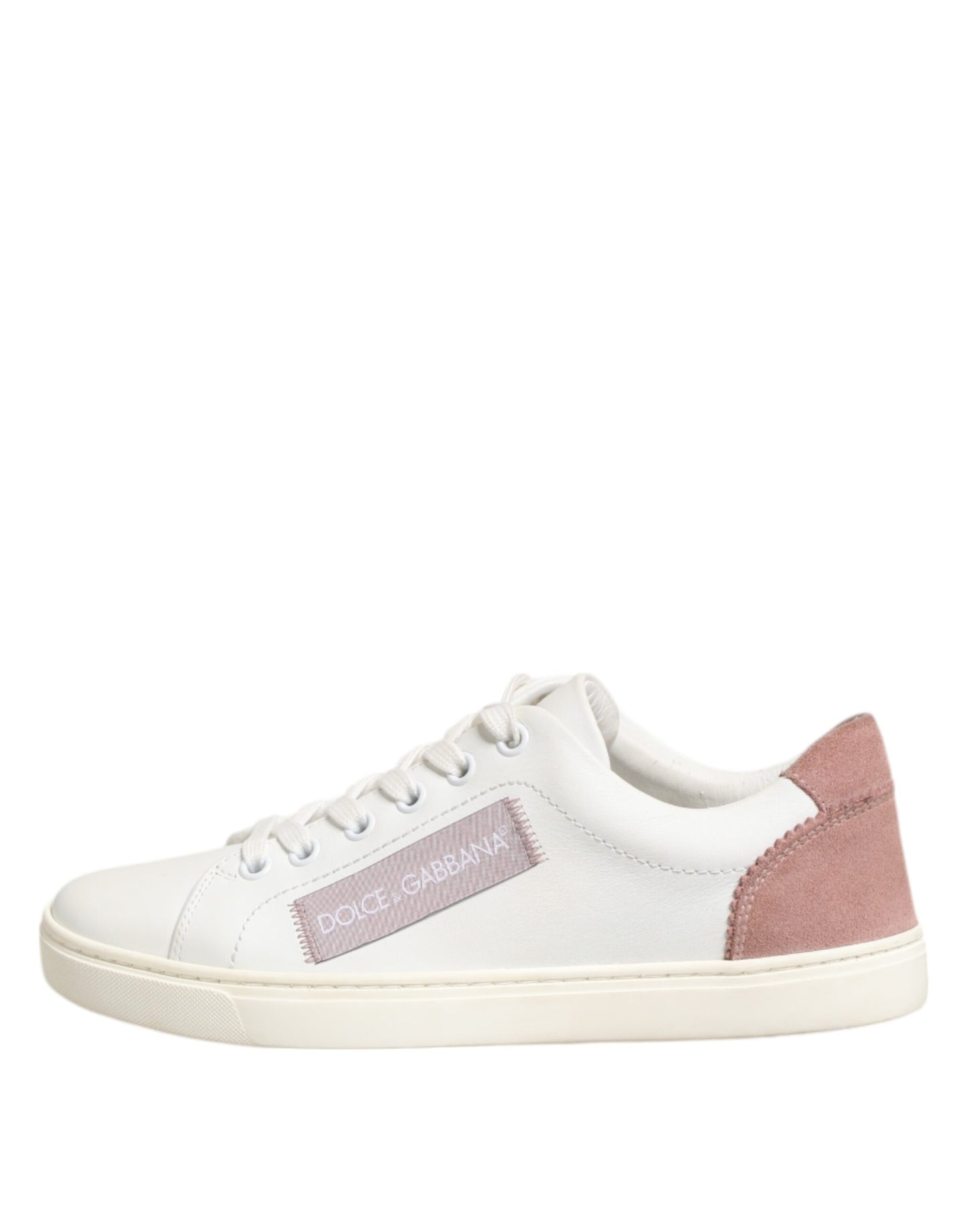 Dolce & Gabbana Weiß Rosa Leder Low Top Sneakers Schuhe