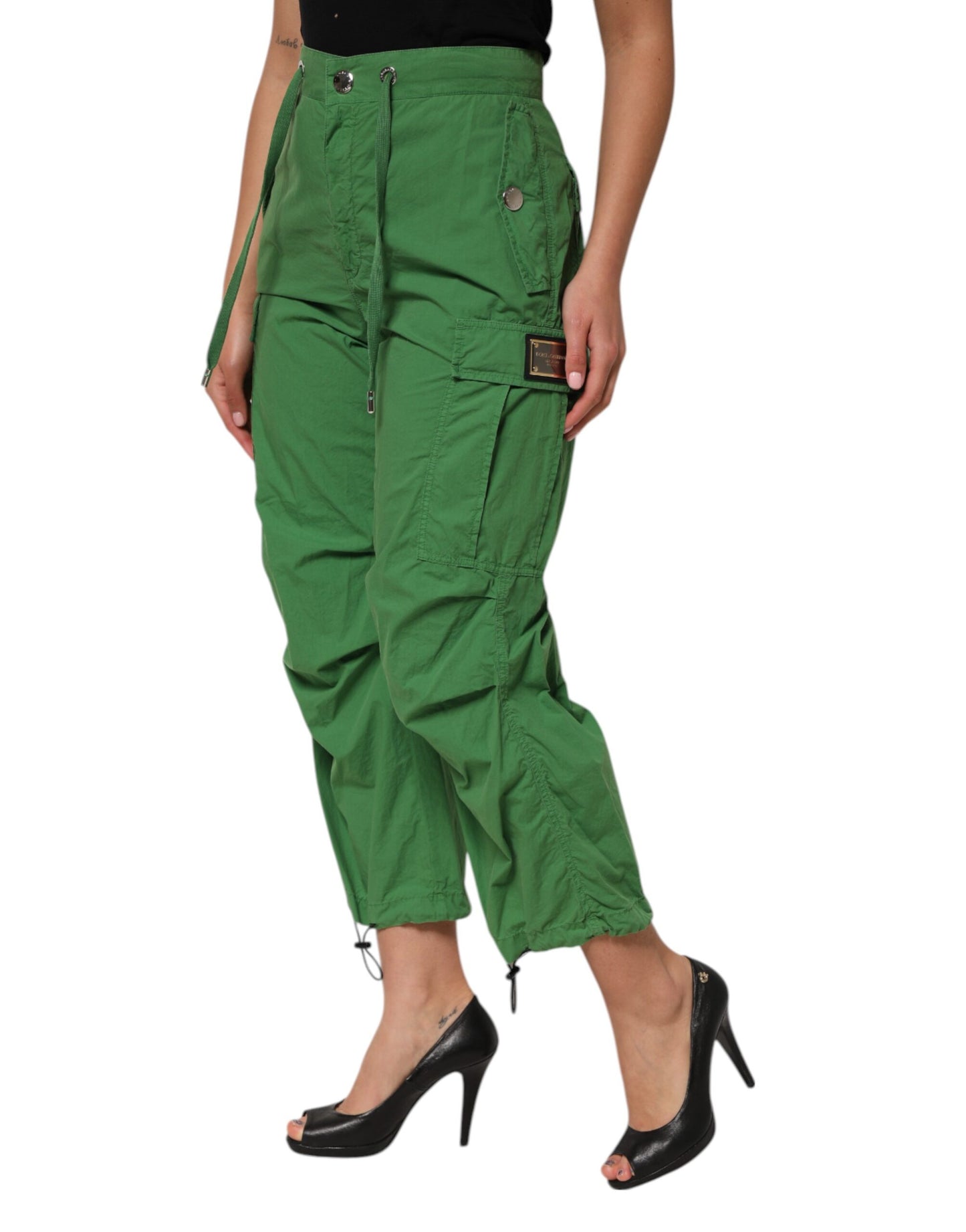 Pantalon cargo taille haute en coton vert Dolce & Gabbana