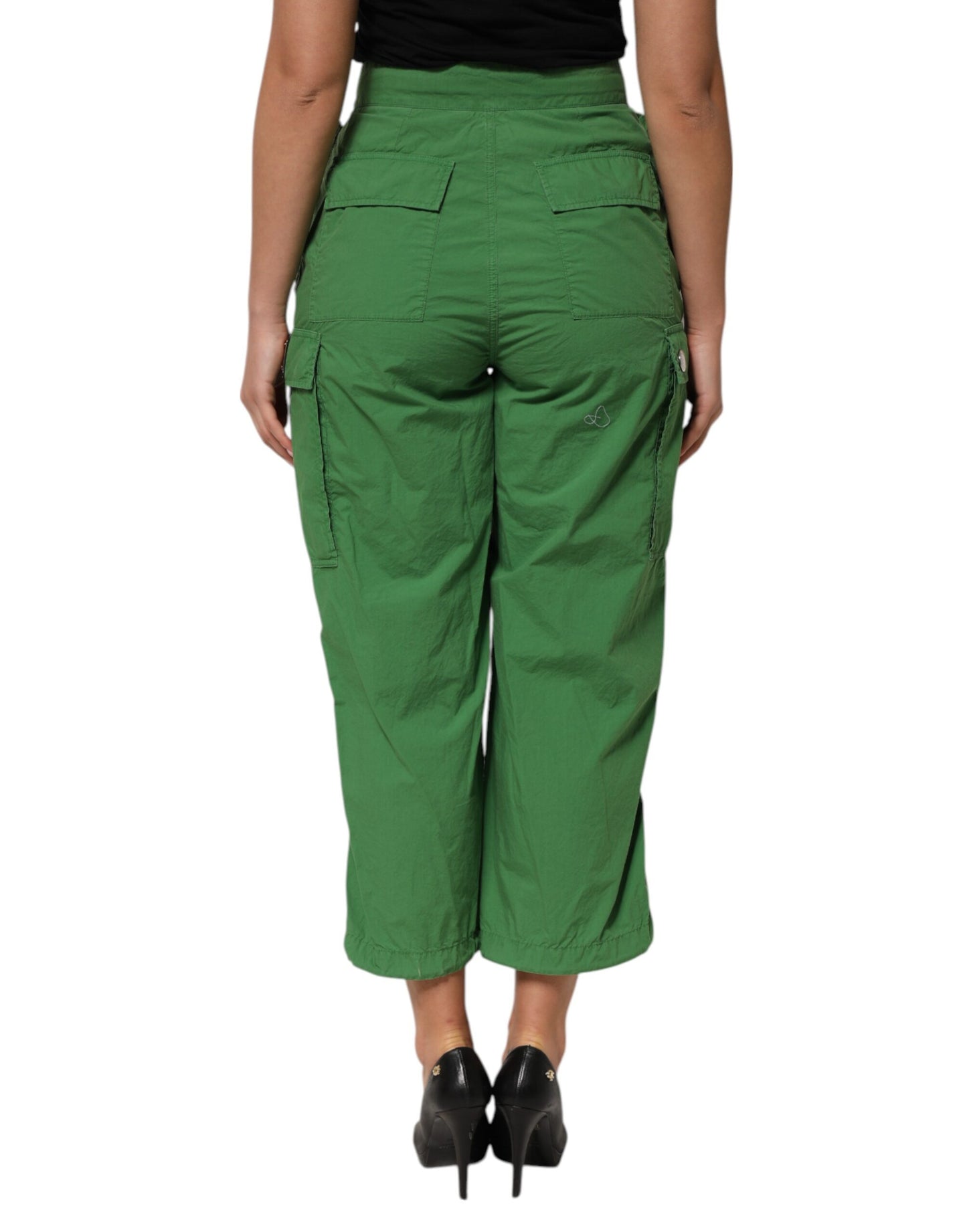 Pantalon cargo taille haute en coton vert Dolce & Gabbana