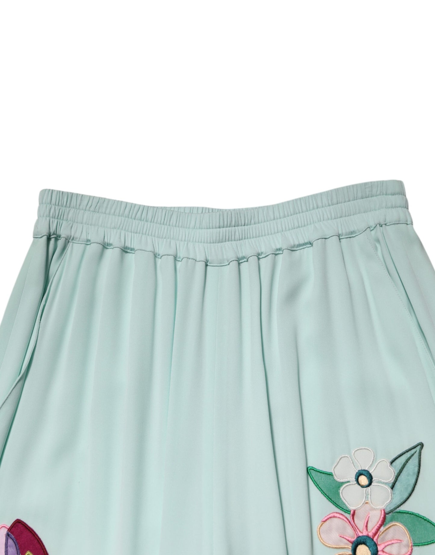Pantalon de pyjama droit à jarretelles et motif floral vert Dolce & Gabbana