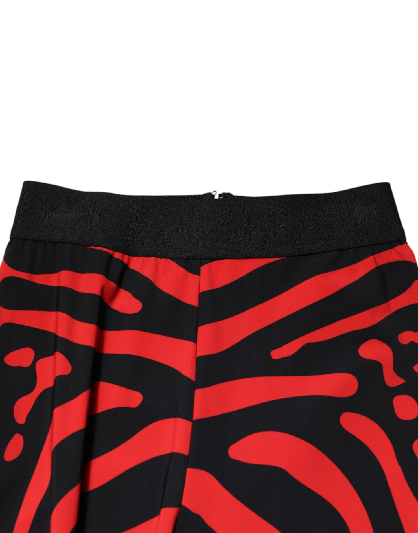 Pantalon legging taille haute Dolce & Gabbana en nylon noir et rouge avec logo